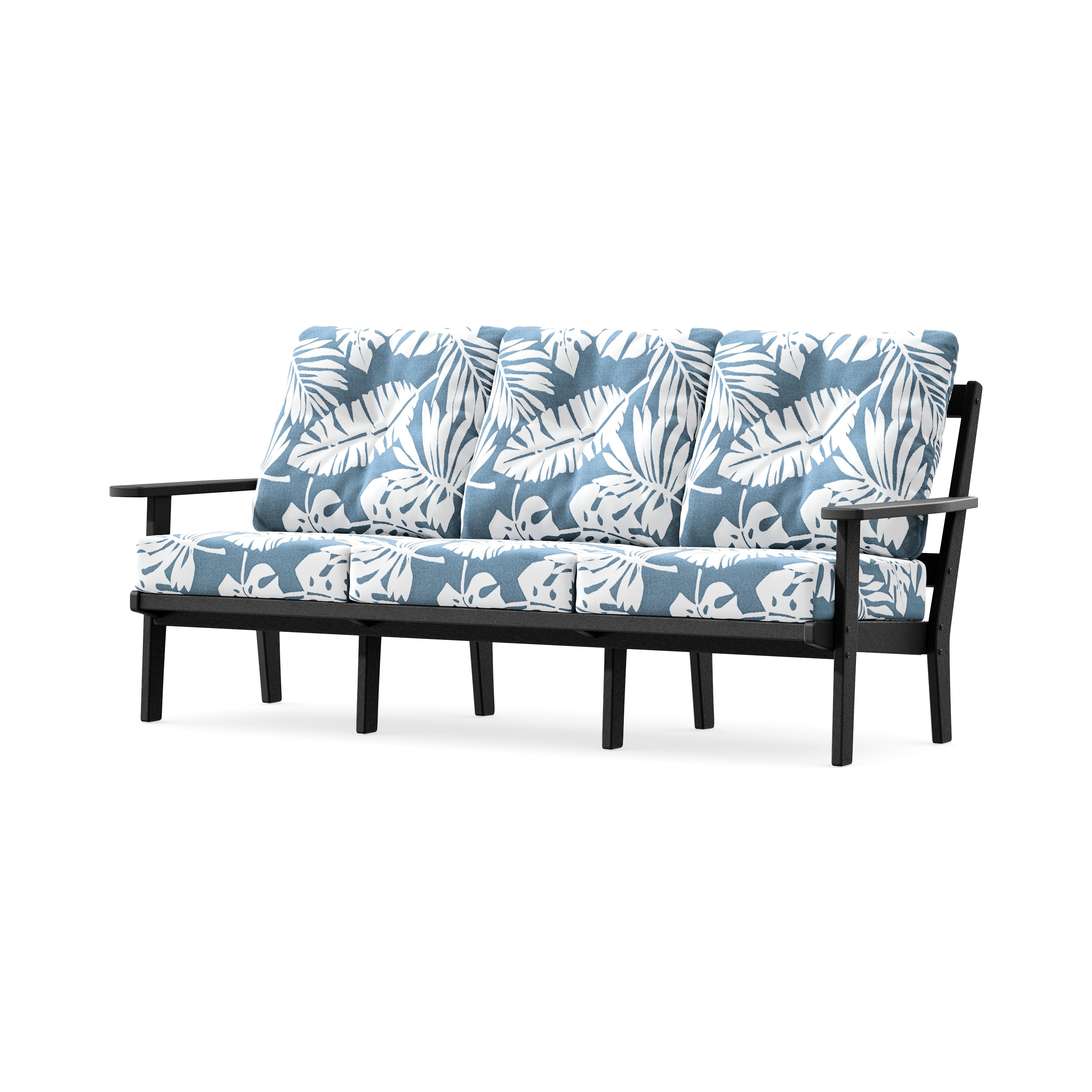 Oxford Deep Seating Sofa in Black / Leaf Sky Blue