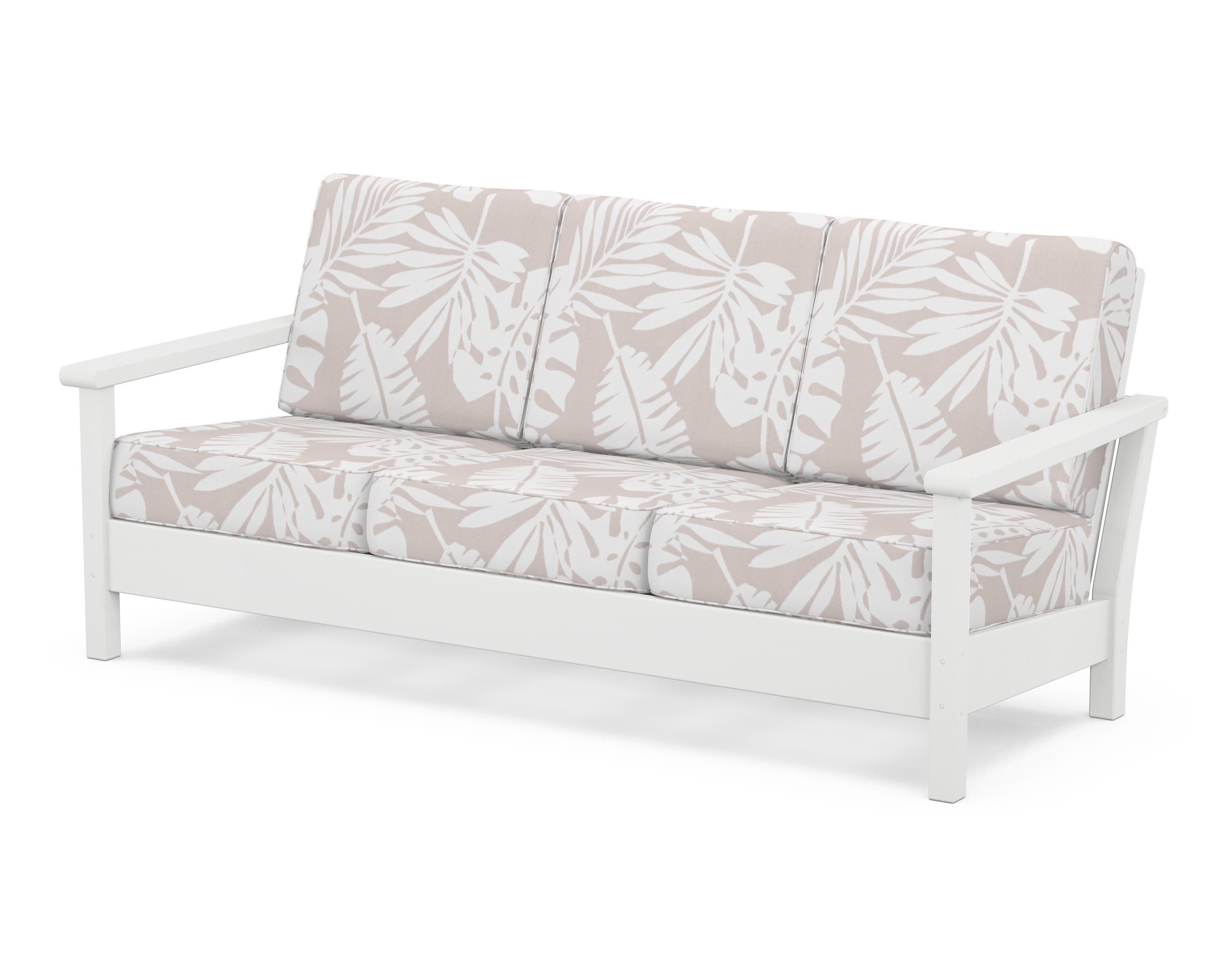 Harbour Deep Seating Sofa in White / Leaf Dune Burlap