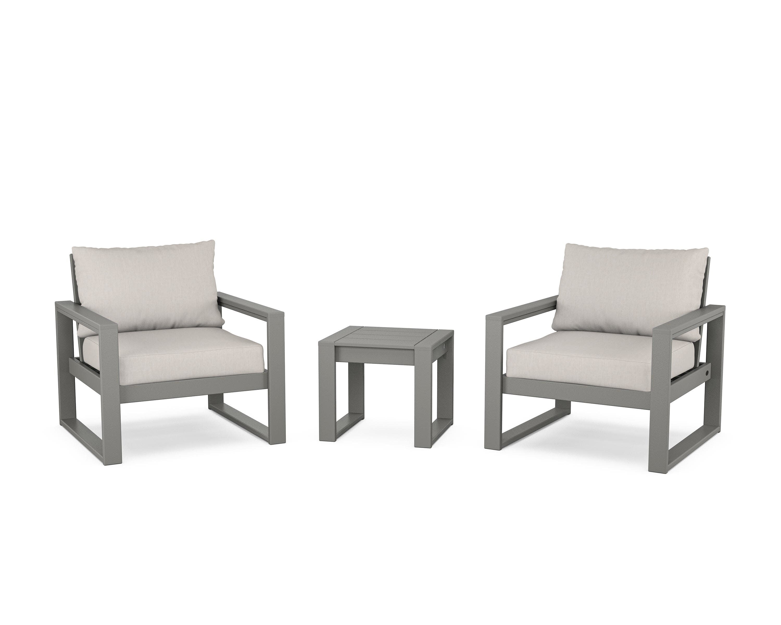 EDGE Sectional 3-Piece Deep Seating Set in Slate Grey / Cast Ash