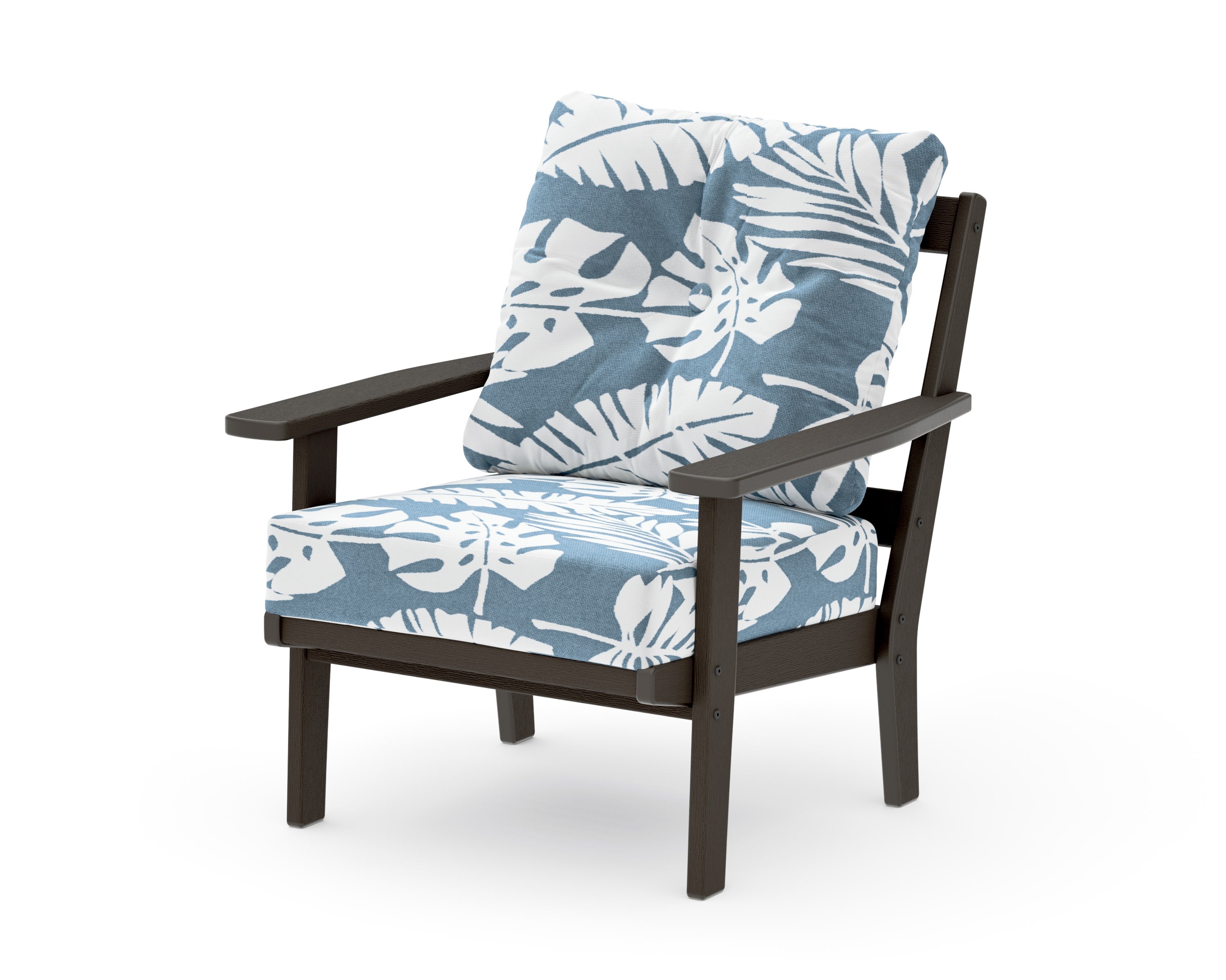 Oxford Deep Seating Chair in Vintage Coffee / Leaf Sky Blue