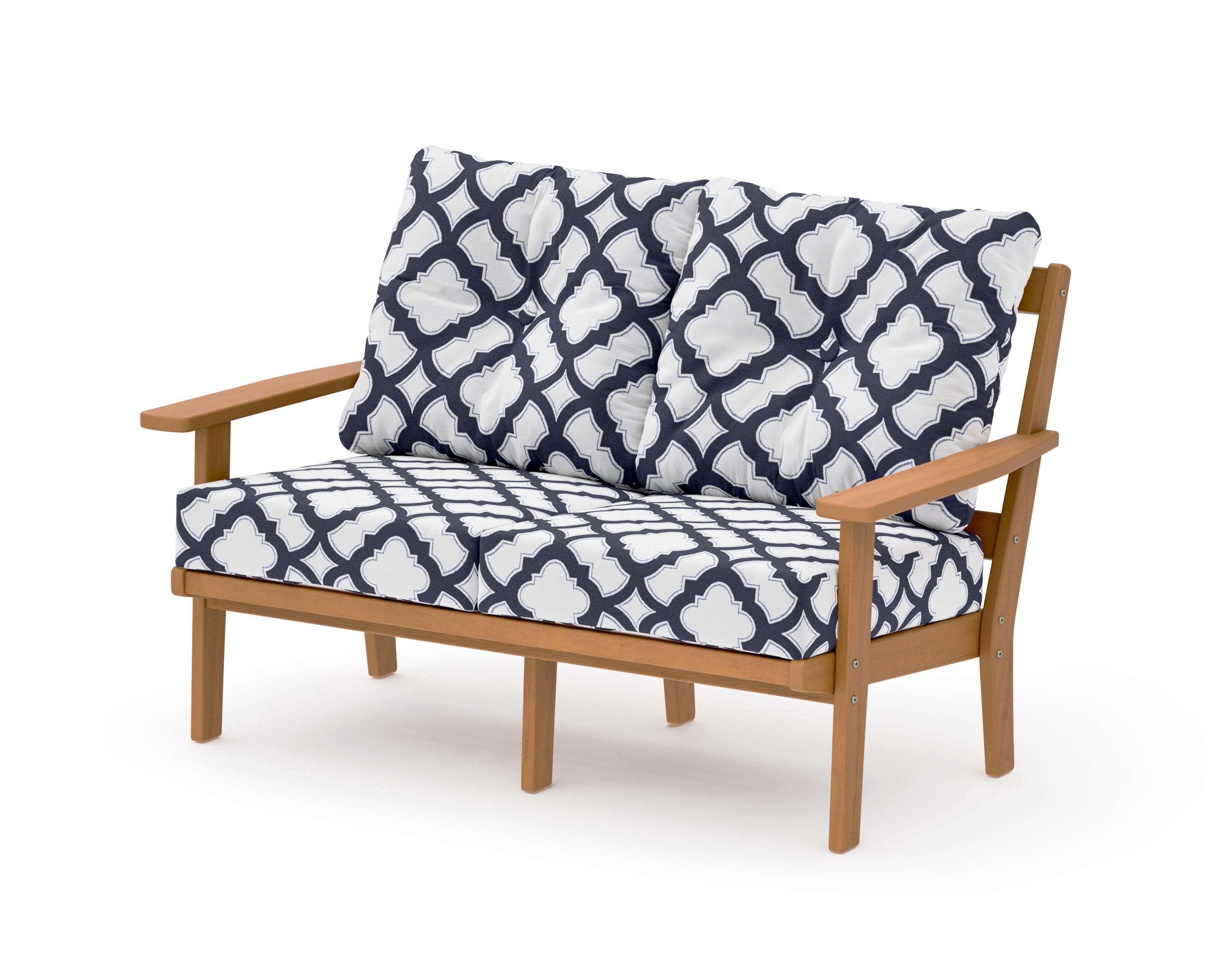 Prairie Deep SeatingLoveseat in Natural / Trellis Navy