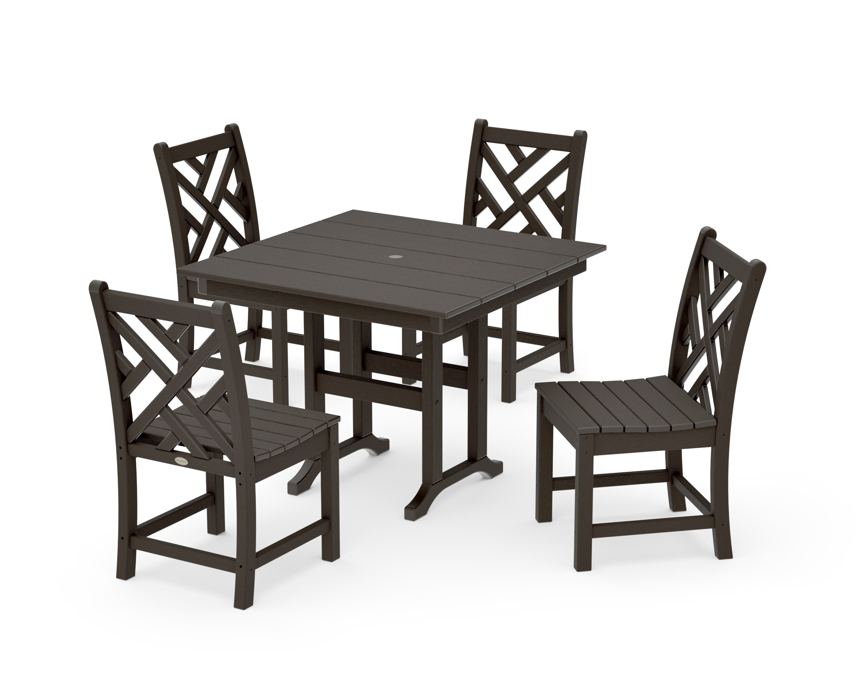 Chippendale Side Chair 5-Piece Farmhouse Dining Set in Vintage Coffee
