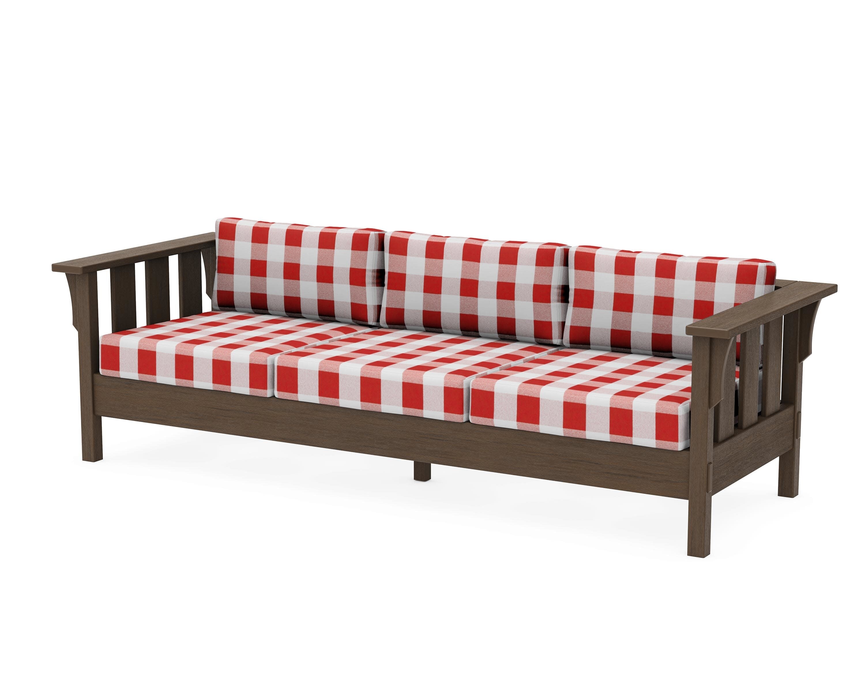 Acadia Deep Seating Sofa in Kona / Buffalo Plaid Crimson