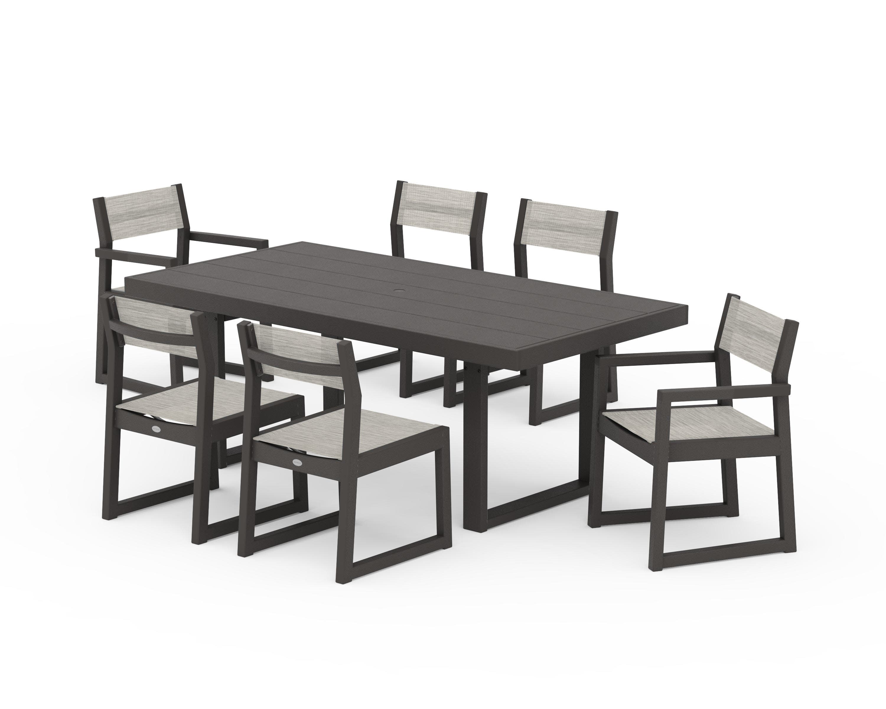 EDGE Sling 7-Piece Dining Set in Vintage Coffee / Birch Sling