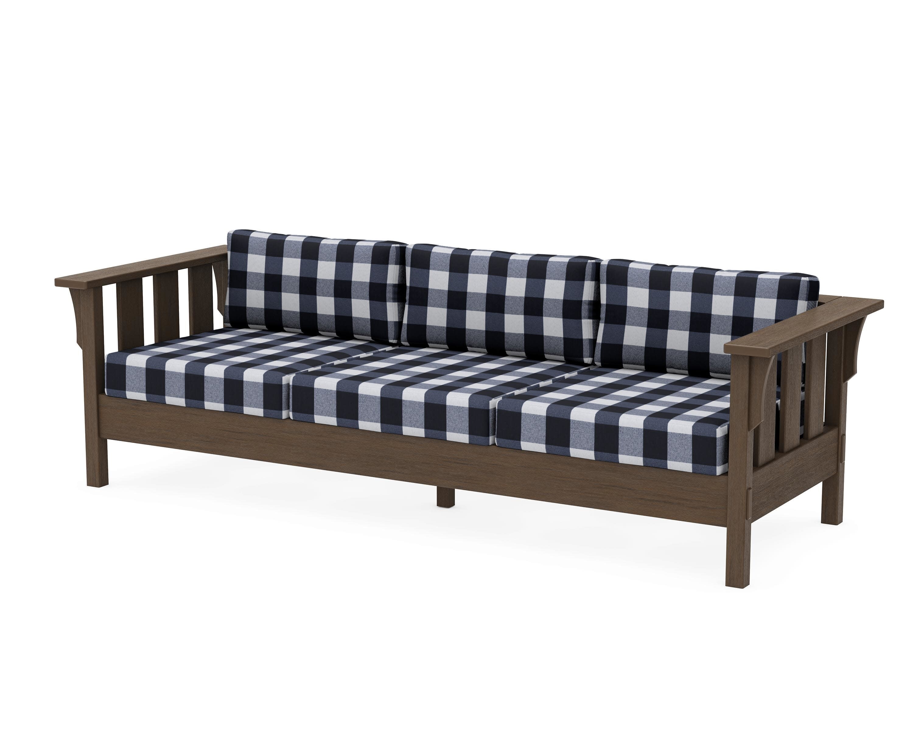 Acadia Deep Seating Sofa in Kona / Buffalo Plaid Marine Indigo