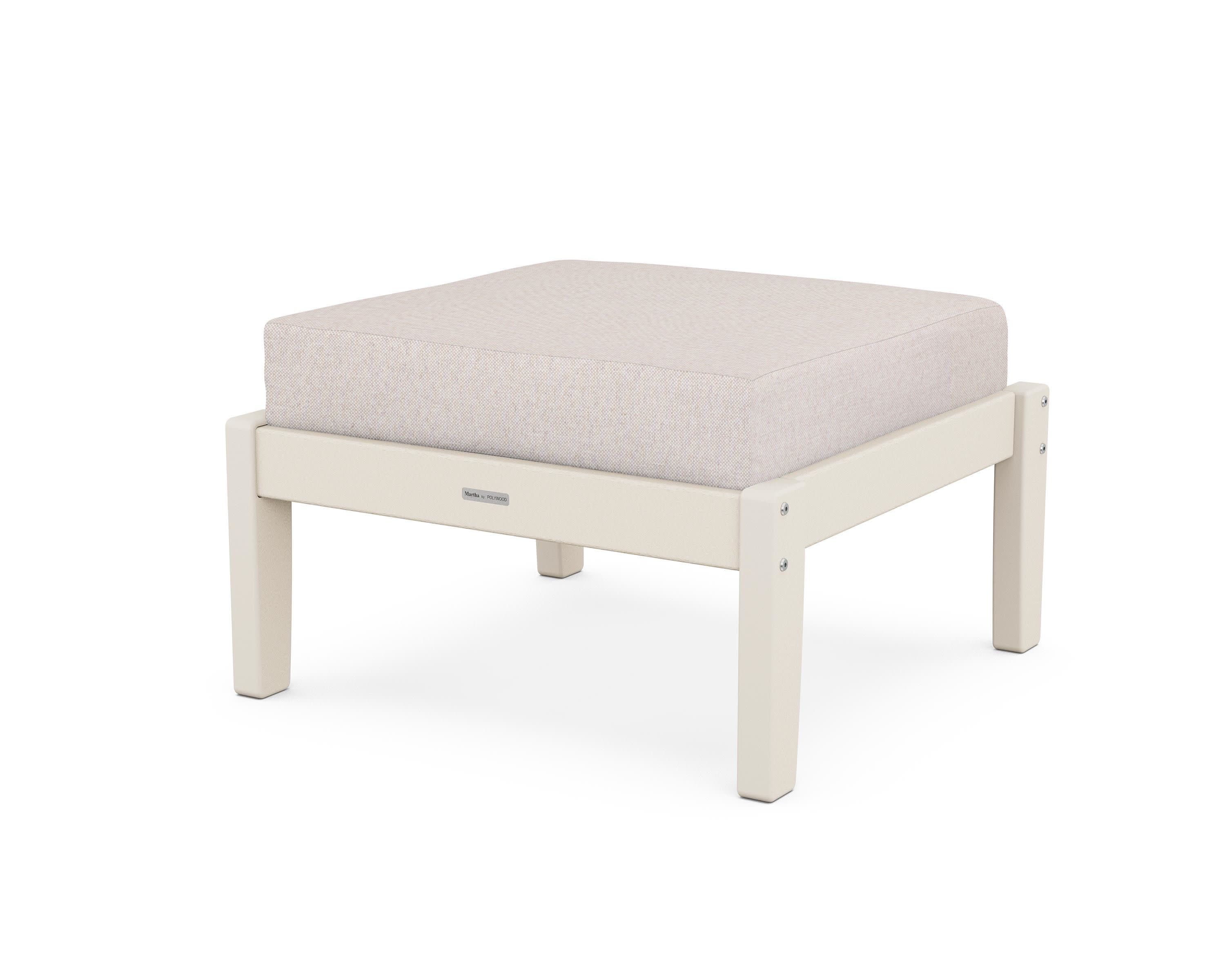 Chinoiserie Deep Seating Ottoman in Sand / Dune Burlap