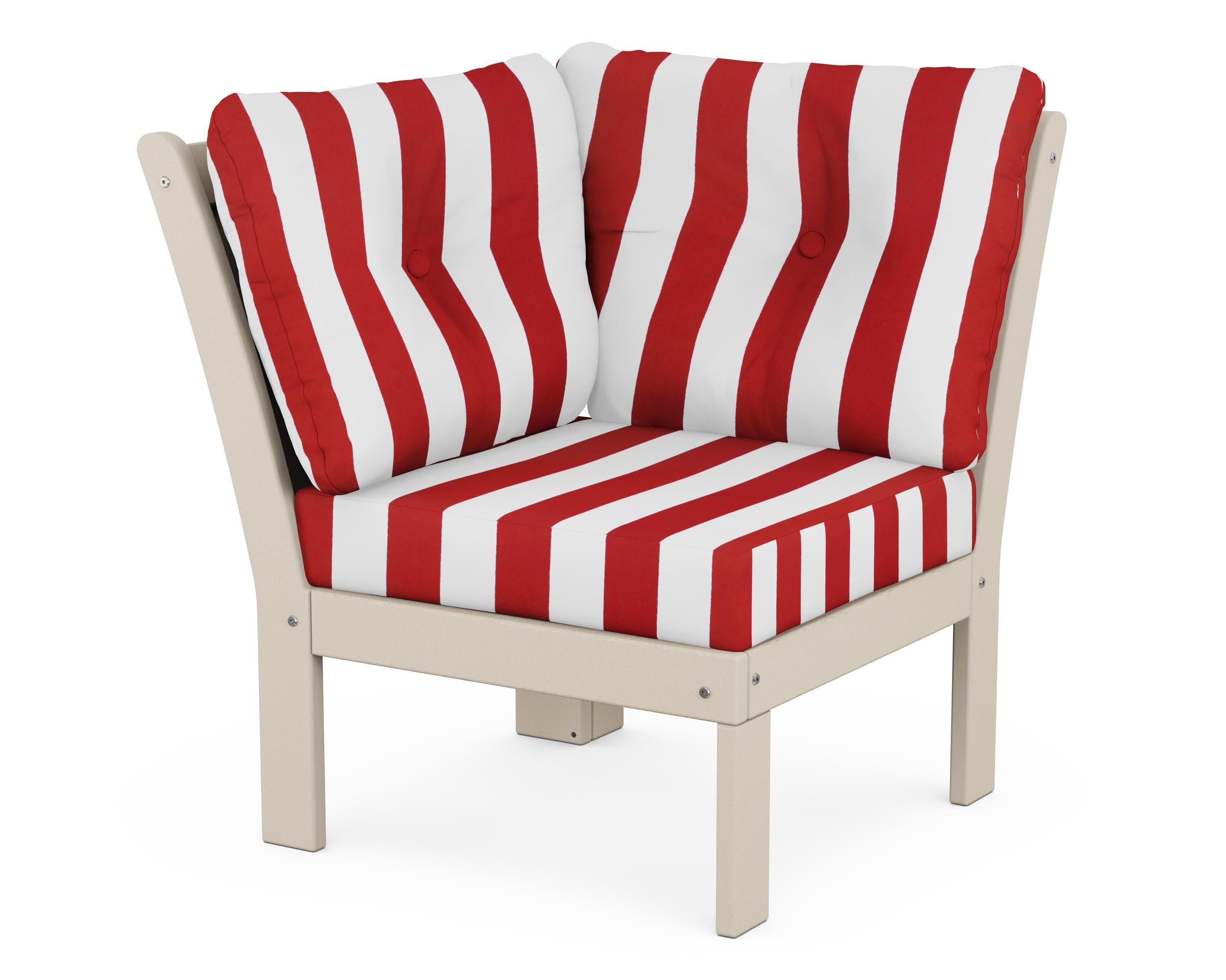 Vineyard Modular Corner Chair in Sand / Cabana Stripe Crimson
