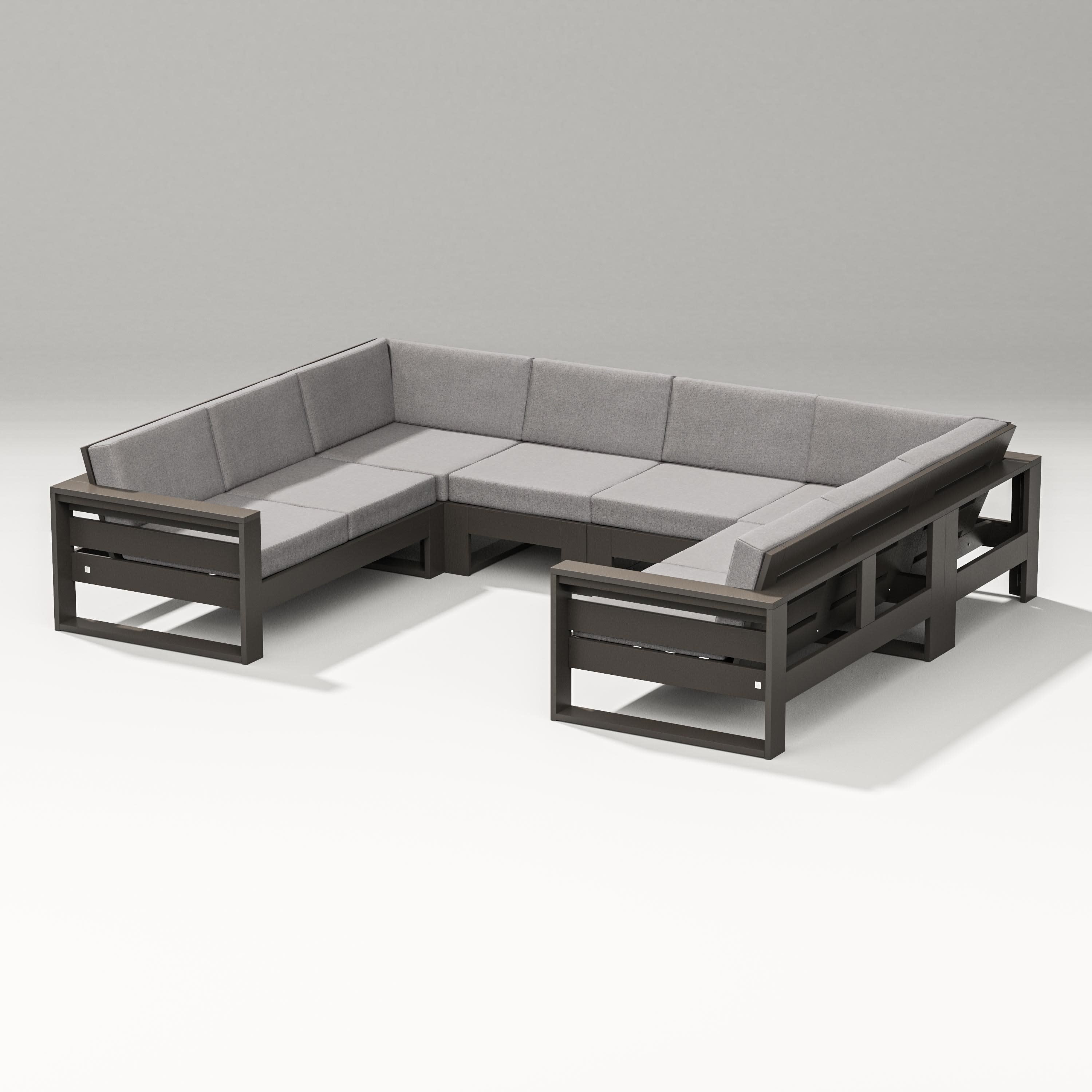 Latitude U-Shaped Sectional in Vintage Coffee / Grey Mist