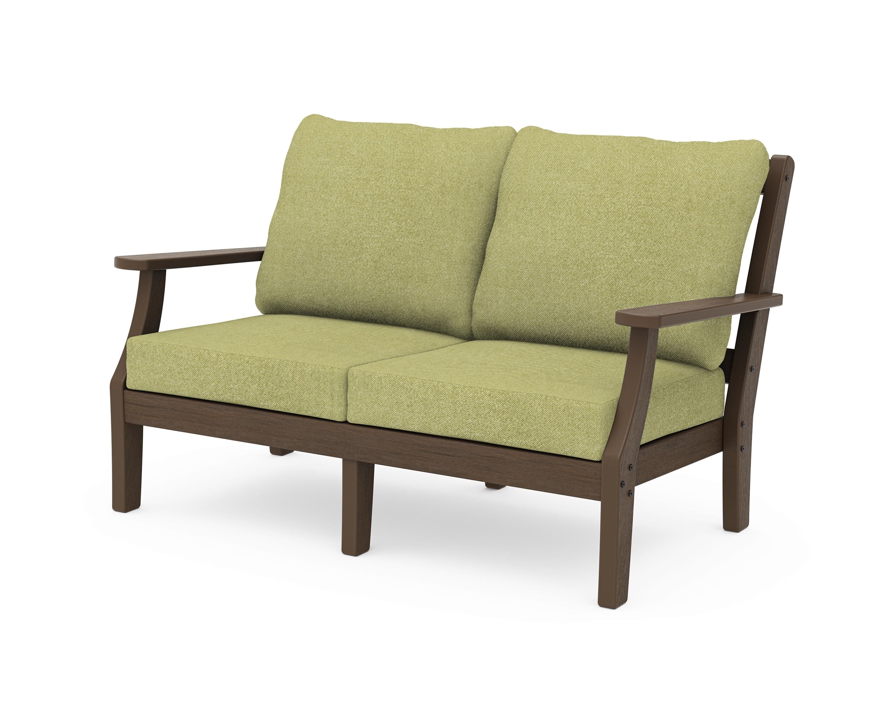 Chinoiserie Deep Seating Loveseat in Kona / Chartreuse Boucle