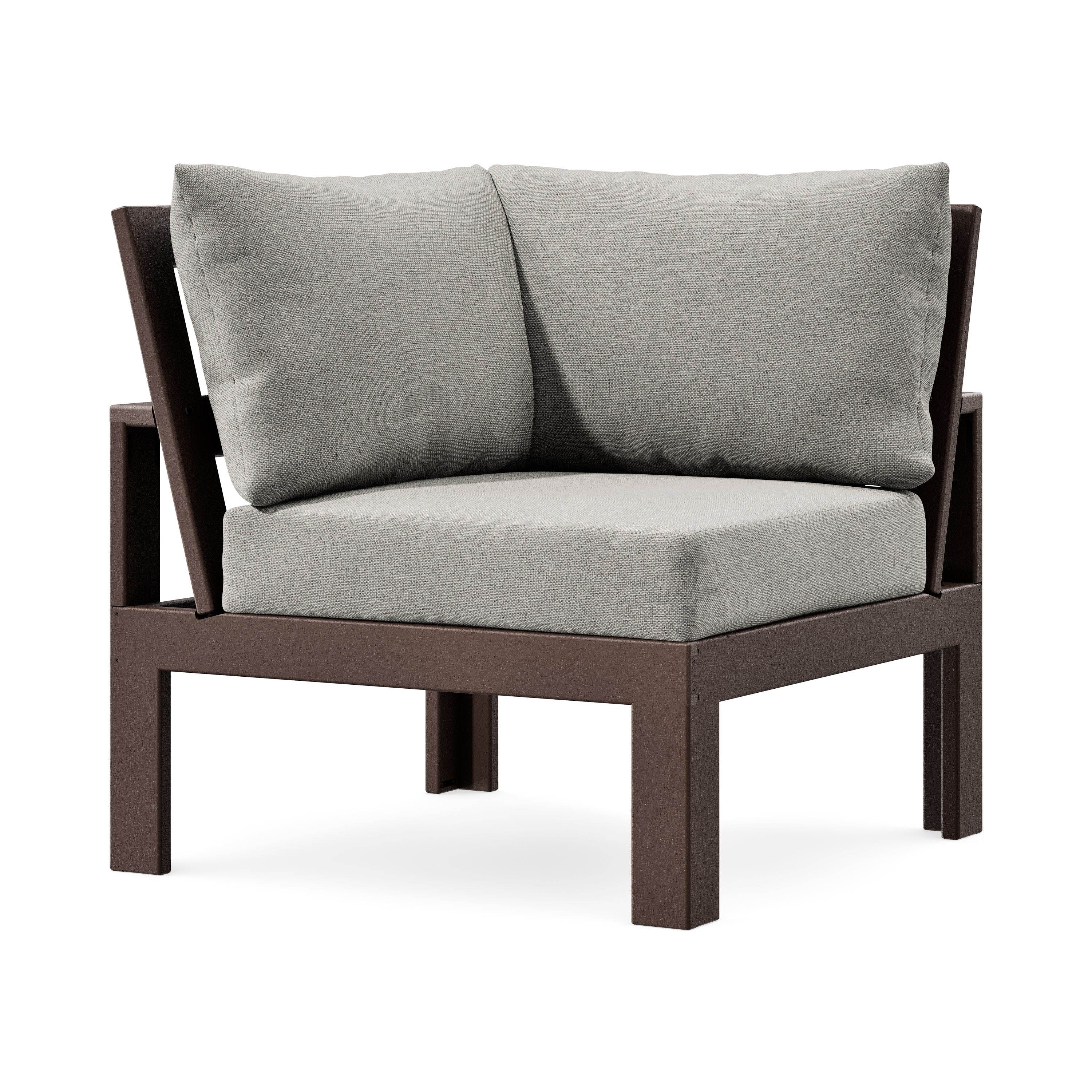 Modular Corner Chair in Mahogany / Weathered Tweed