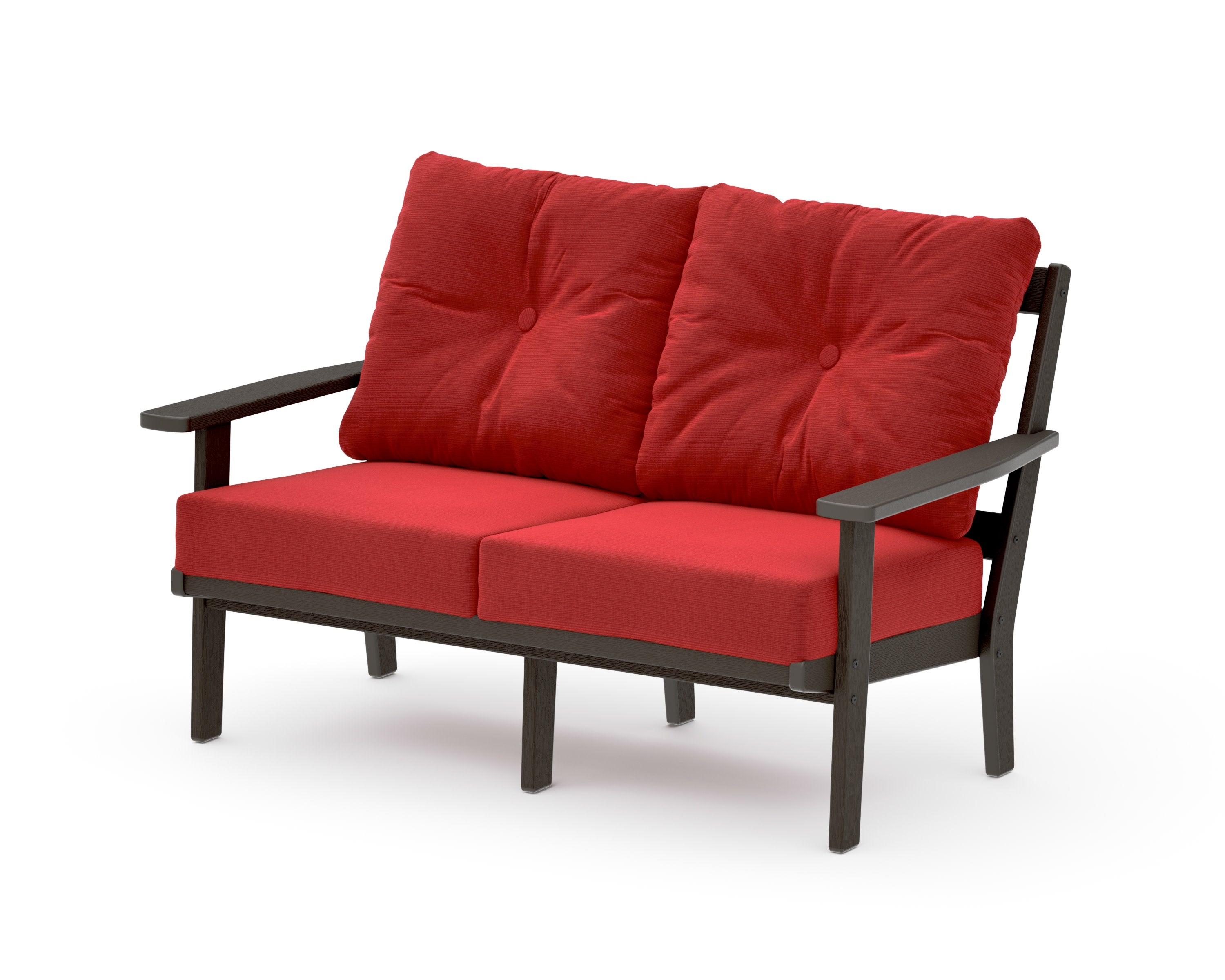 Oxford Deep SeatingLoveseat in Vintage Coffee / Crimson Linen