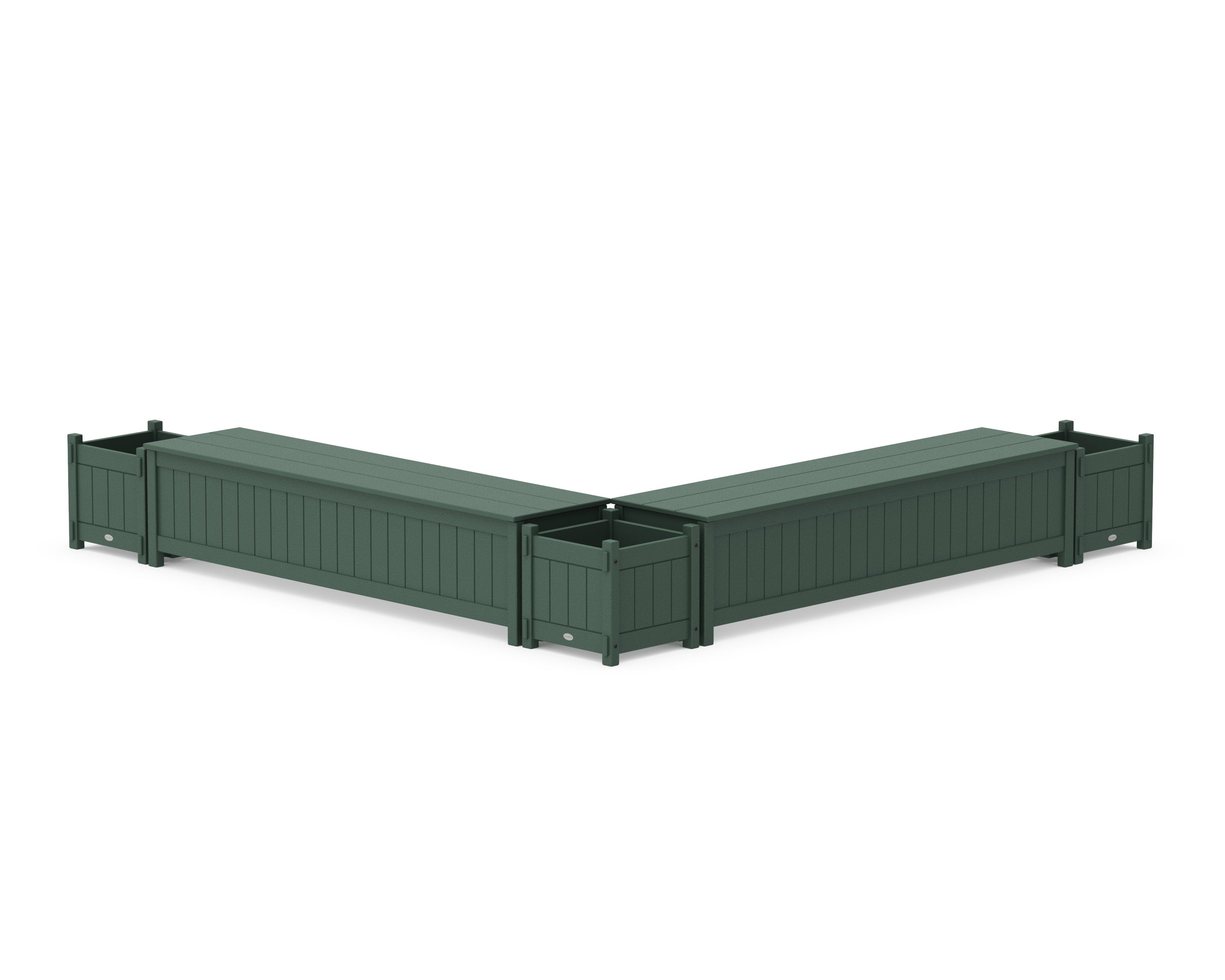 72" Vineyard L- Shaped Planter Storage Bench Corner Set in Green
