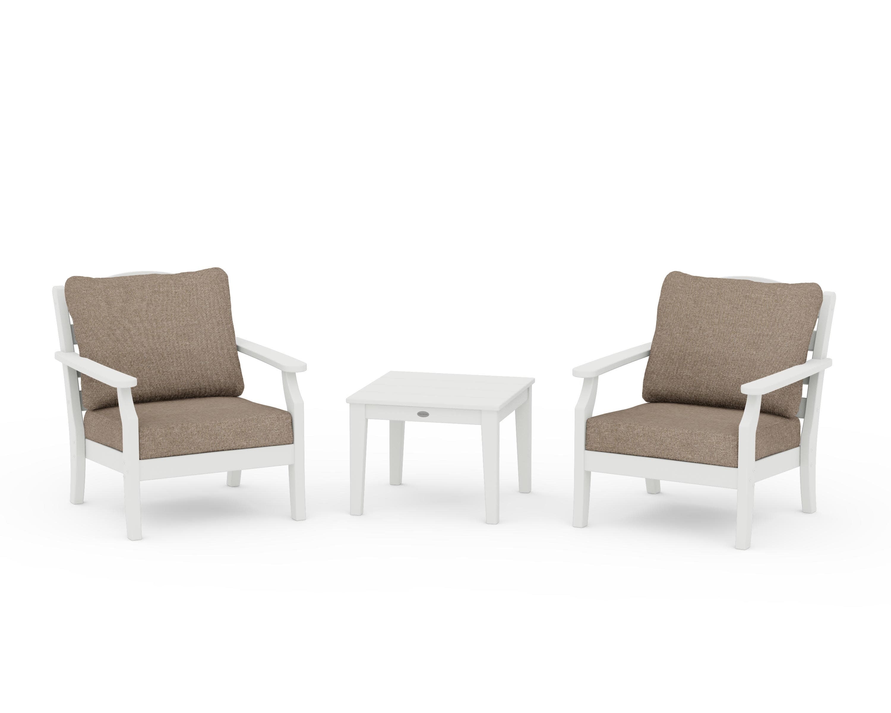 Savannah 3-Piece Deep Seating Set in Vintage White / Spiced Burlap