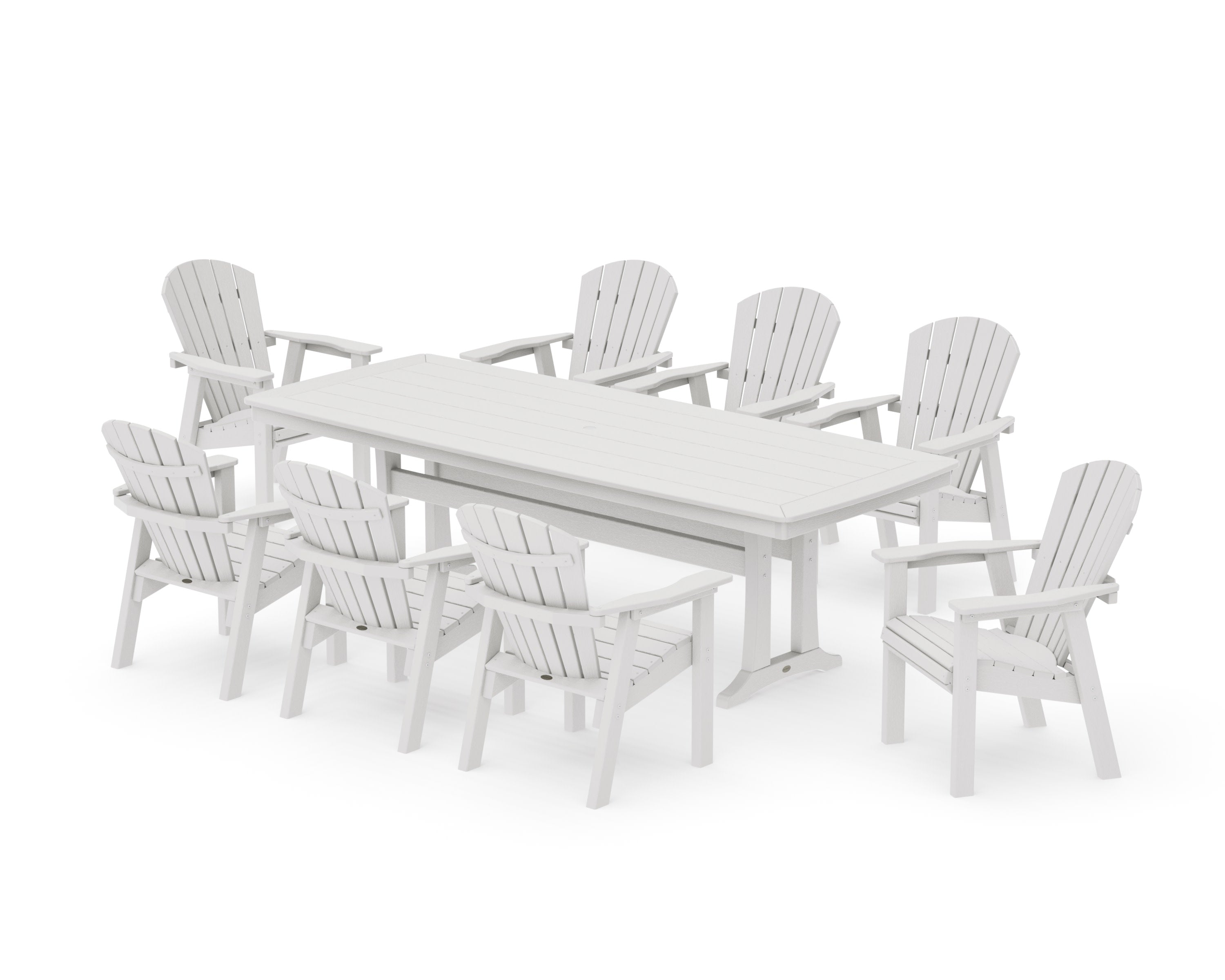 Seashell 9-Piece Dining Set with Trestle Legs in Vintage White