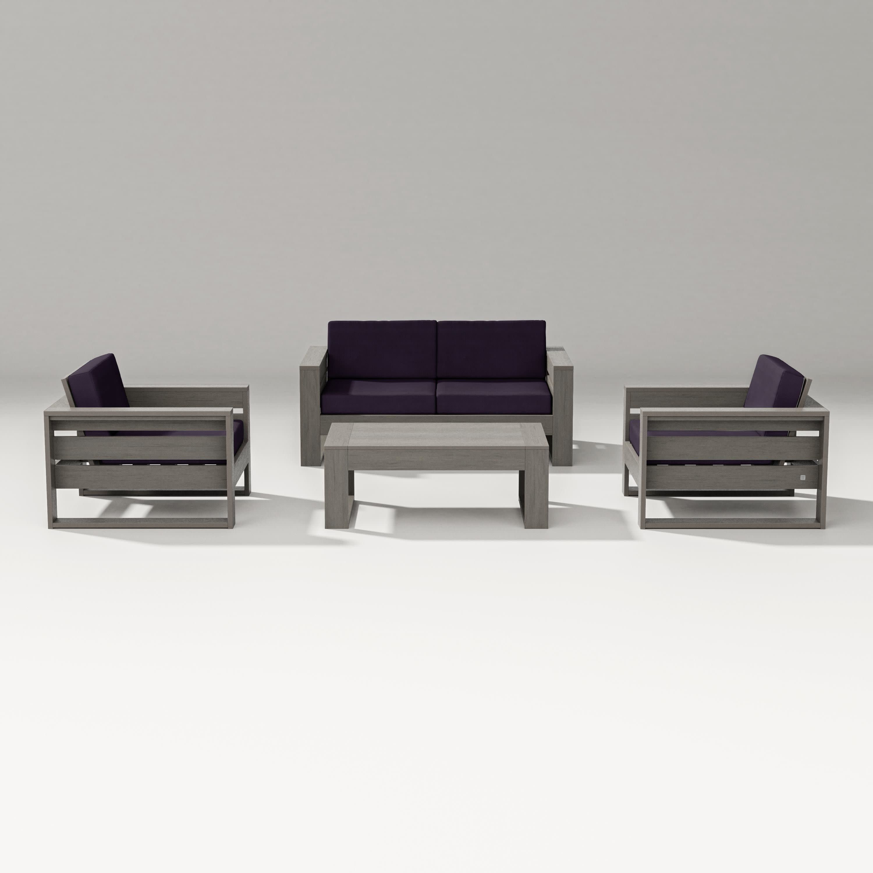 Latitude 4-Piece Lounge Loveseat Set in Driftwood / Navy Linen
