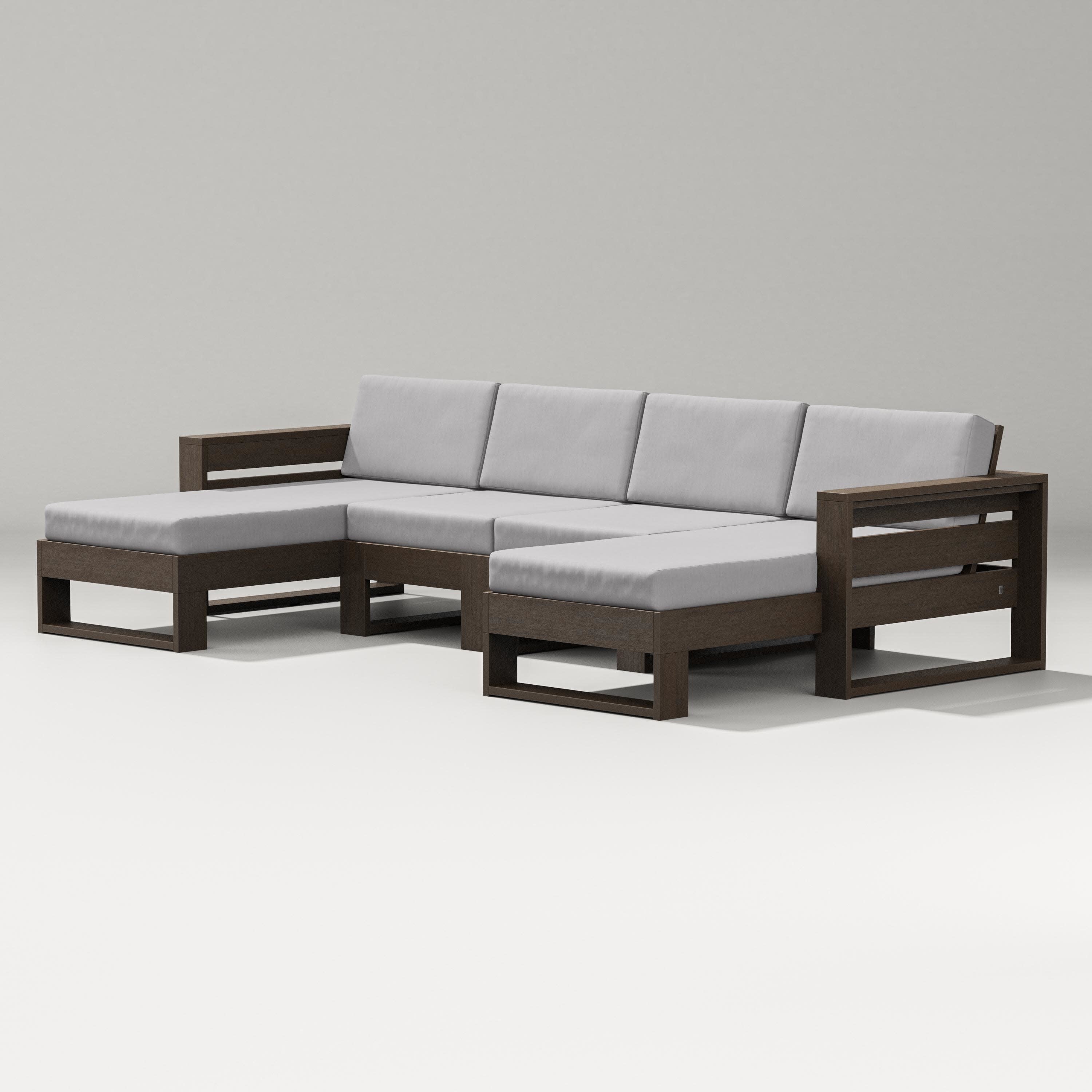 Latitude Double Chaise Sectional in Kona / Granite