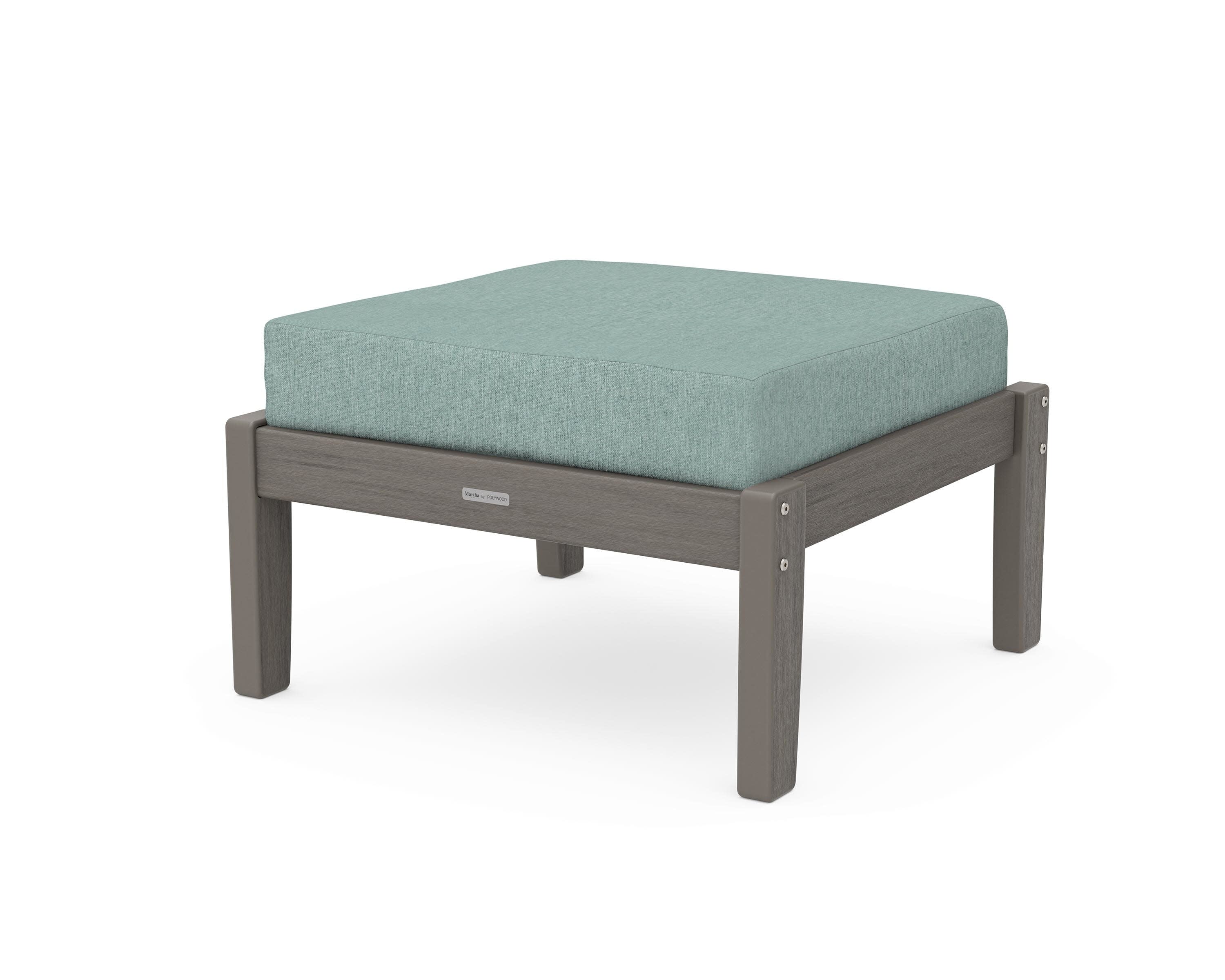 Chinoiserie Deep Seating Ottoman in Driftwood / Glacier Spa