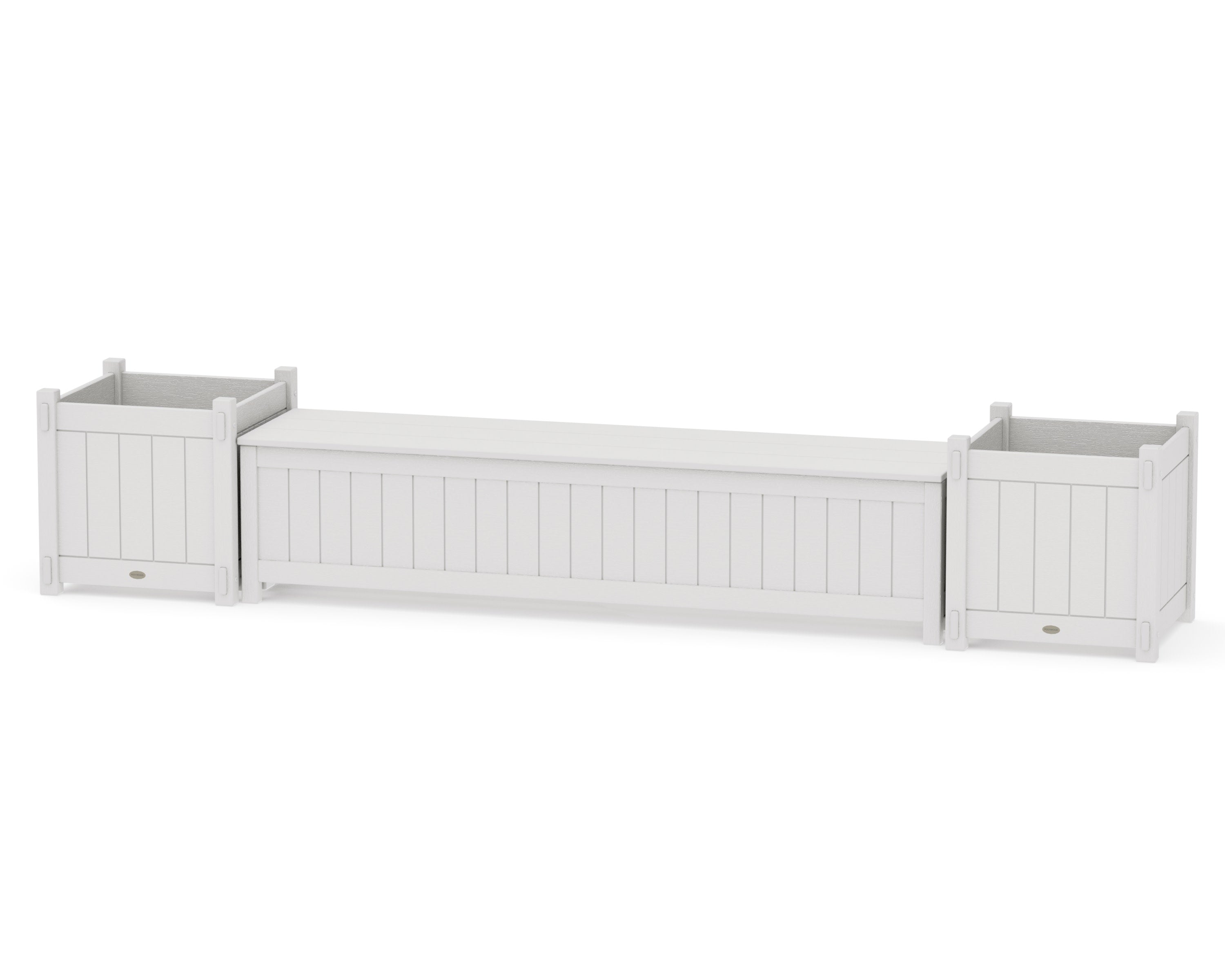 72" Vineyard Straight Planter Storage Bench Set- Large in Vintage White