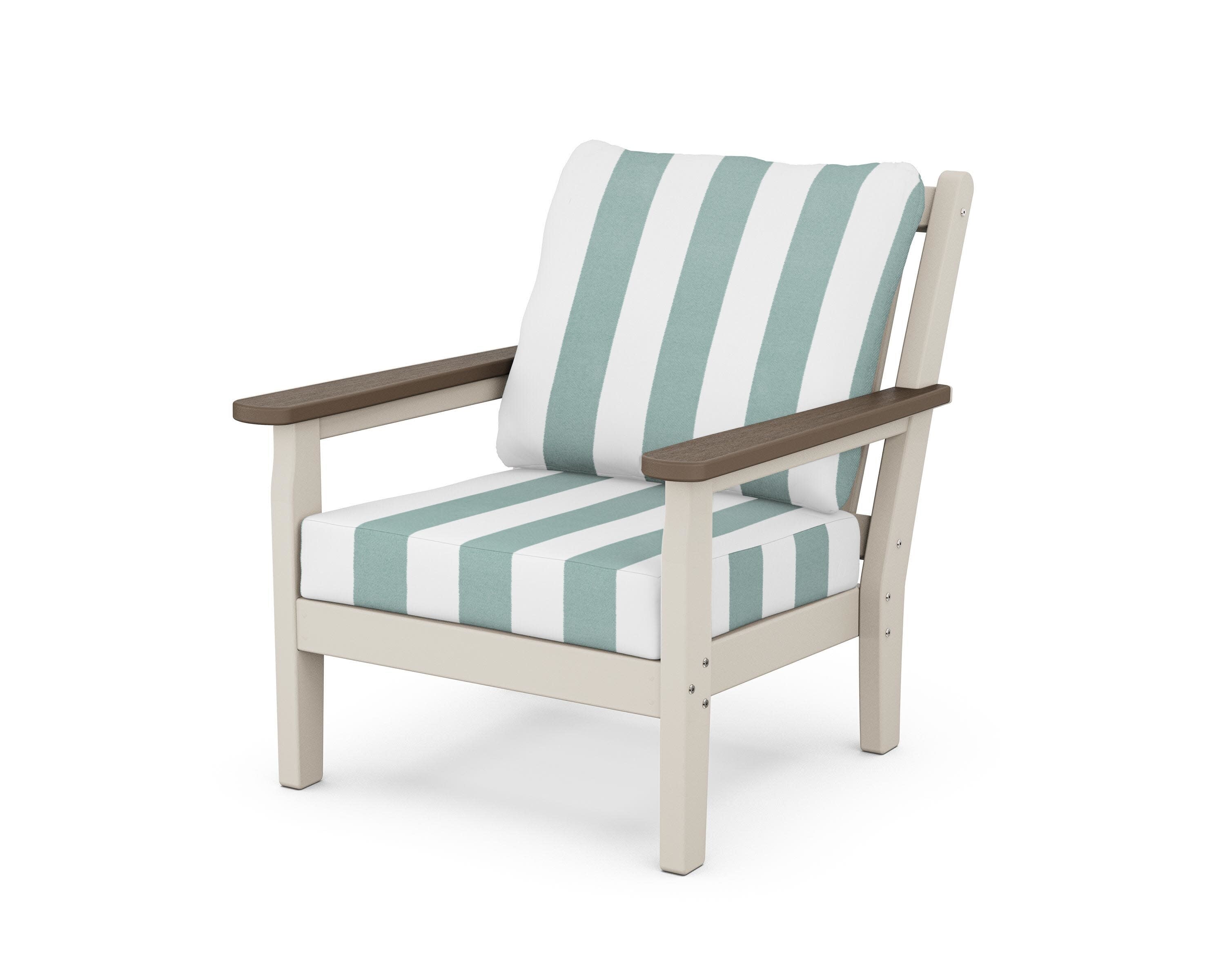 Chippendale Deep Seating Chair in Sand / Kona / Cabana Stripe Glacier Spa