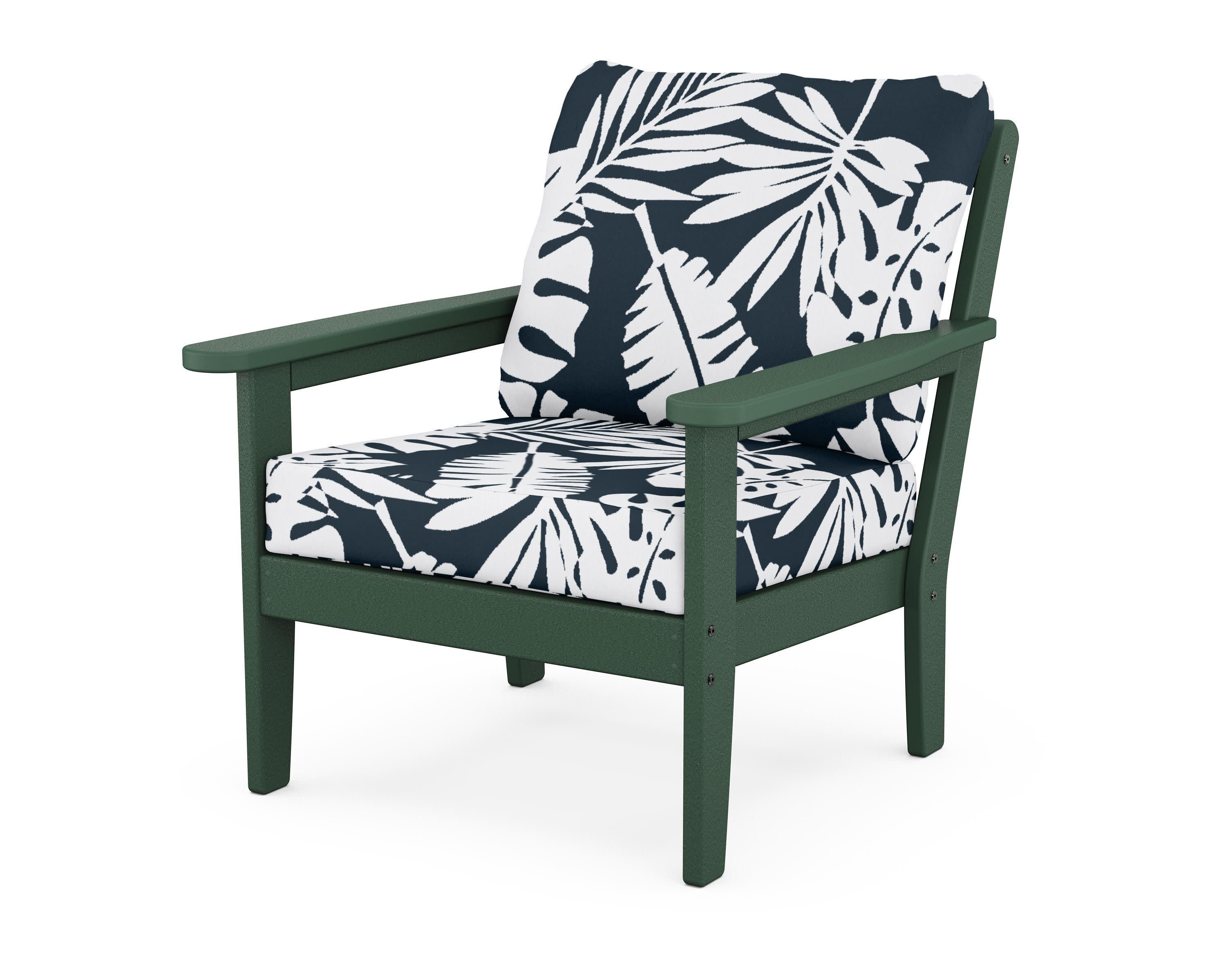 Cottage Deep Seating Chair in Green / Leaf Marine Indigo