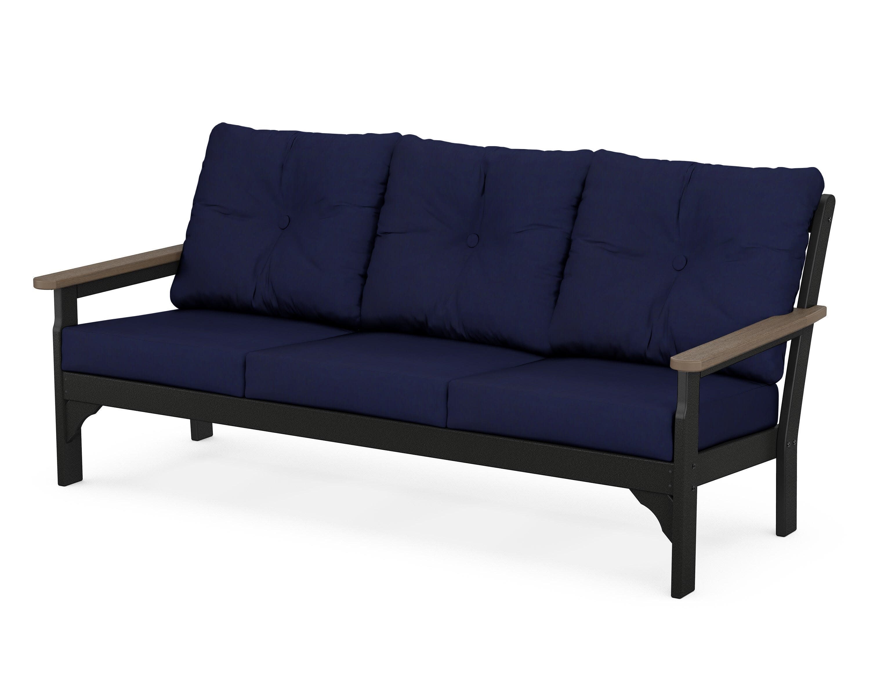Vineyard Deep Seating Sofa in Black / Kona / Navy
