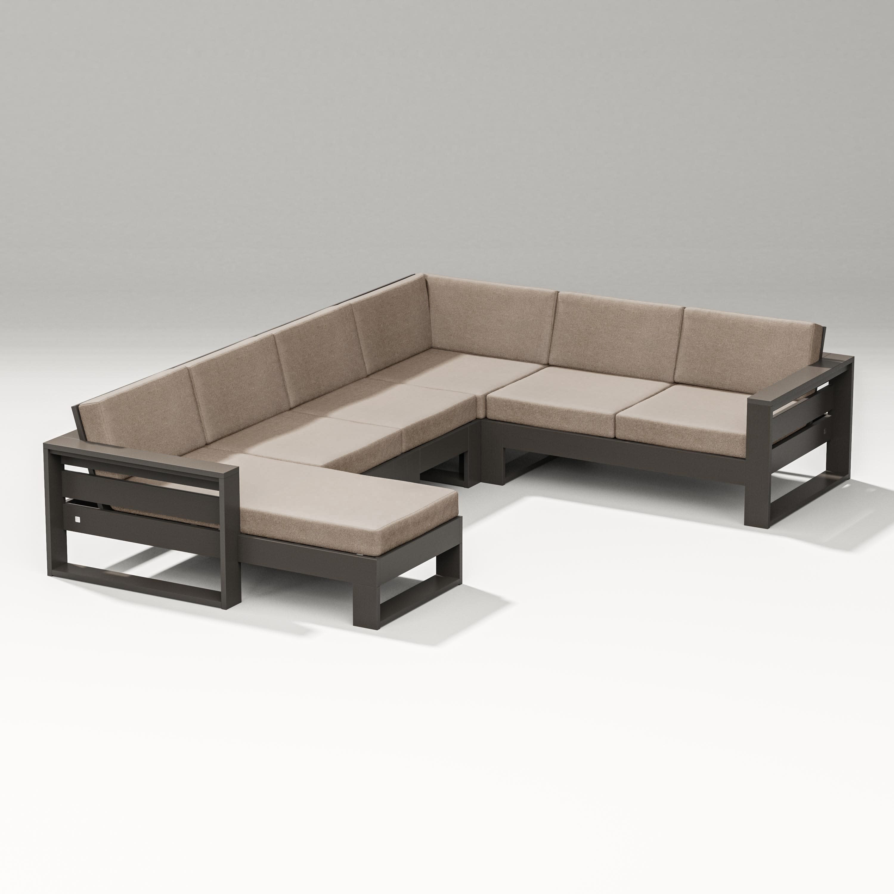 Latitude Corner Sectional with Left Chaise in Vintage Coffee / Spiced Burlap