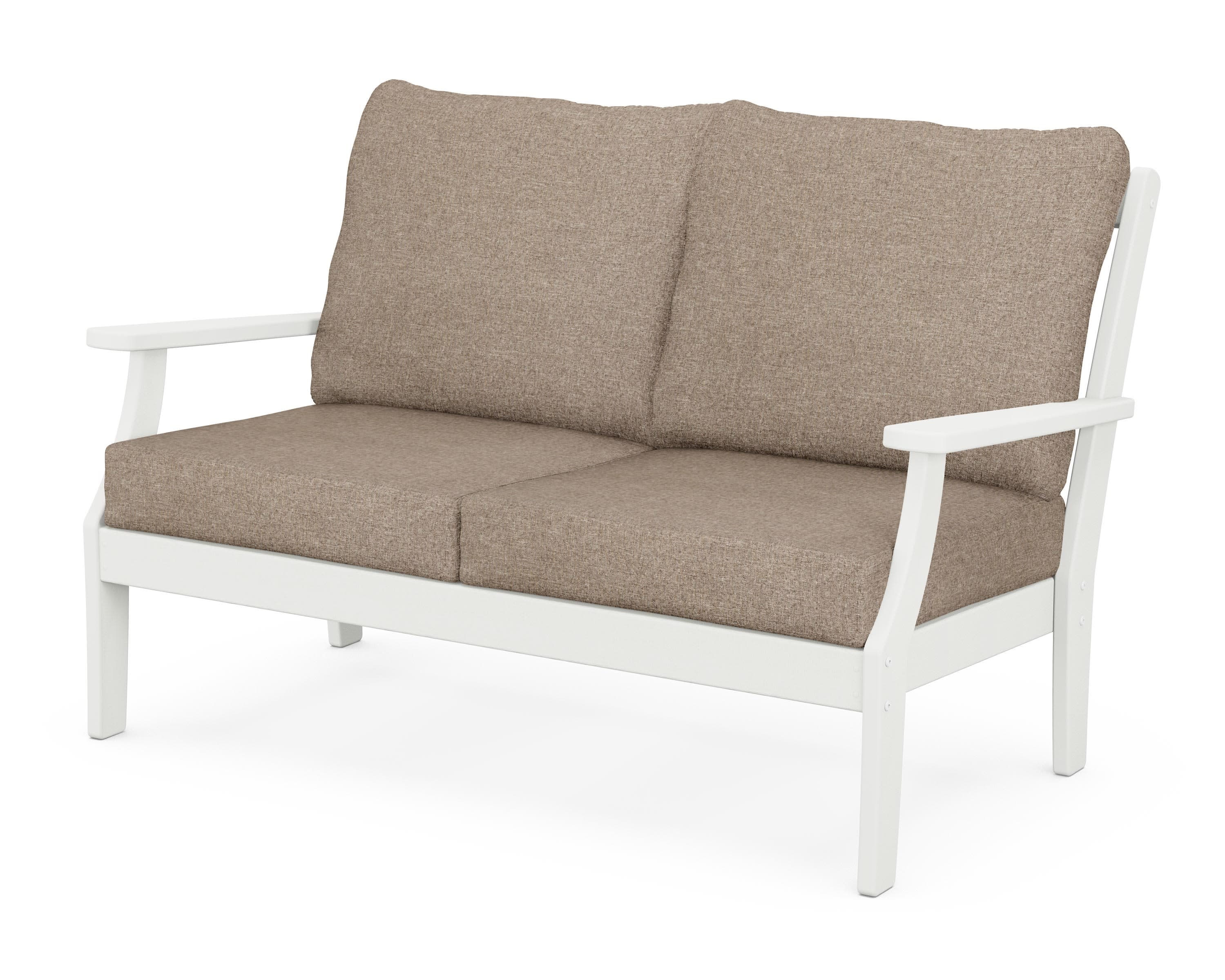 Braxton Deep Seating Loveseat in Vintage White / Spiced Burlap
