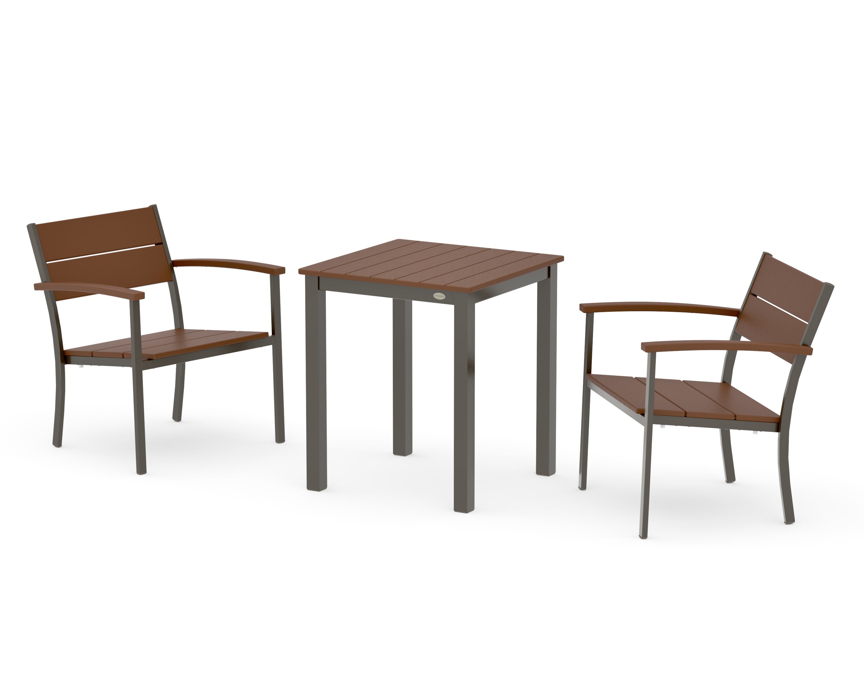 Main Street 3-Piece Square Dining Set in Bronze / Teak