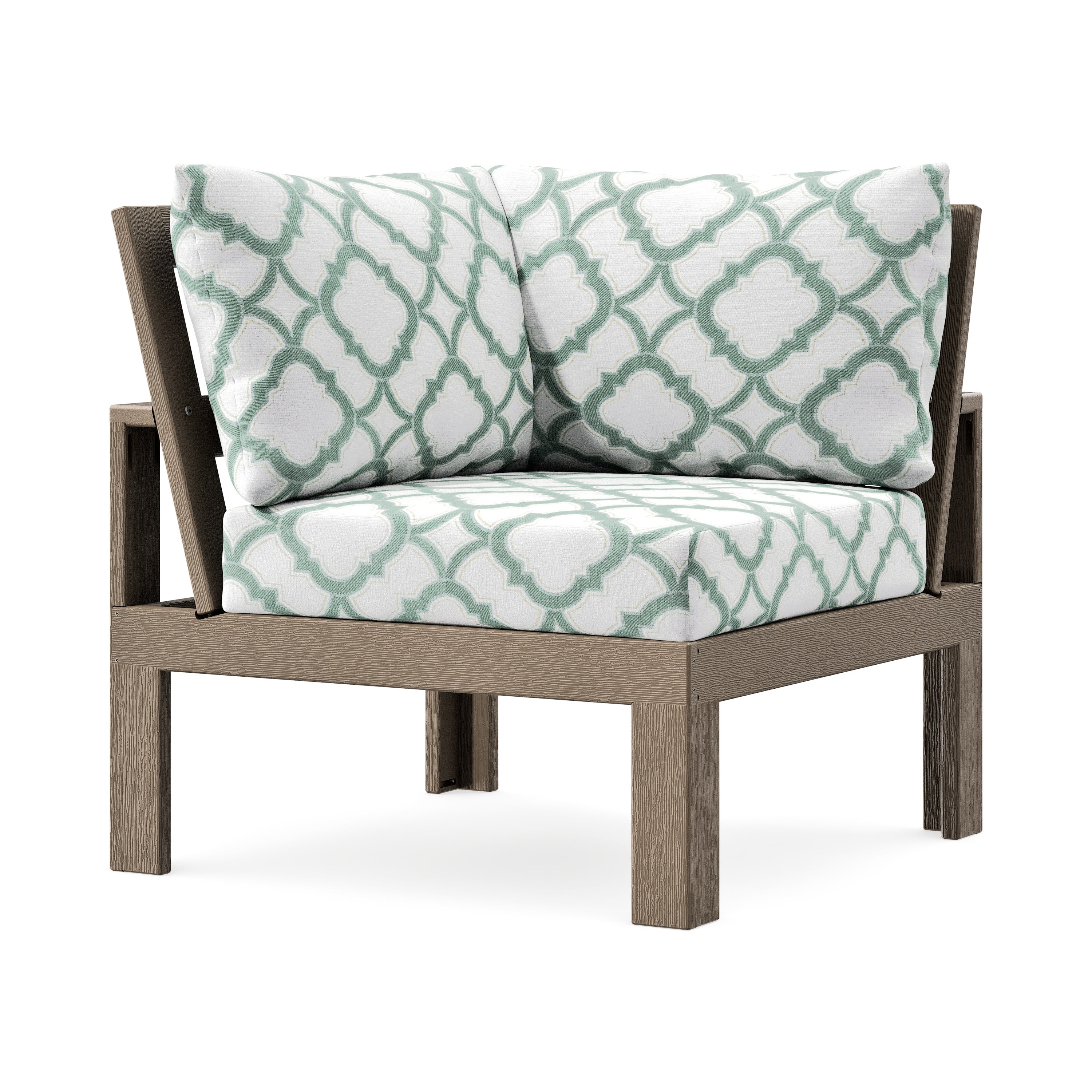 Modular Corner Chair in Vintage Sahara / Trellis Glacier Spa