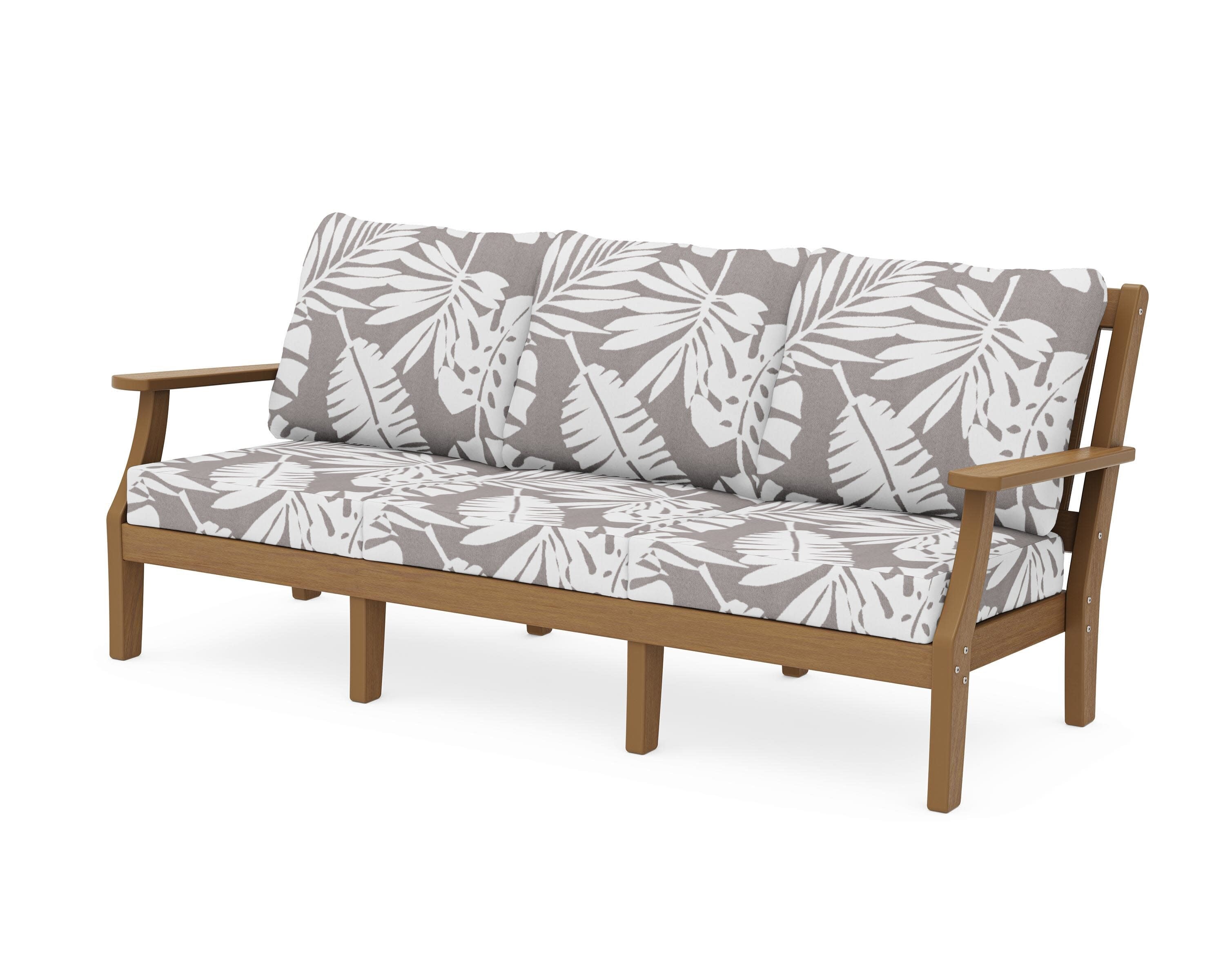 Chinoiserie Deep Seating Sofa in Natural / Leaf Grey Mist