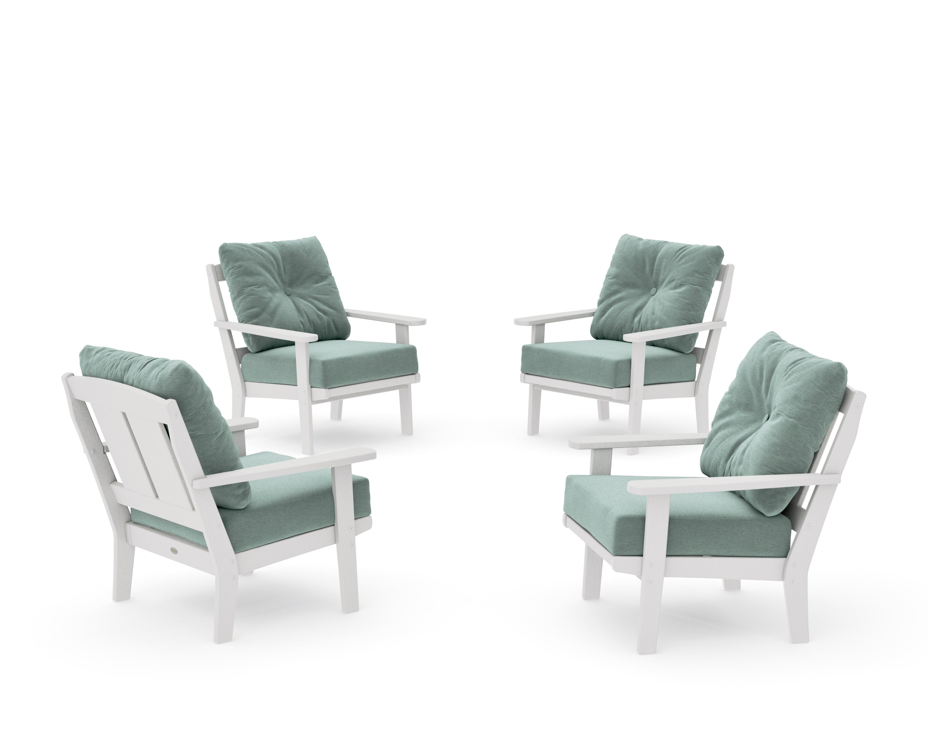 Mission 5-Piece Deep Seating Set with Fire Pit Table in Vintage White / Glacier Spa
