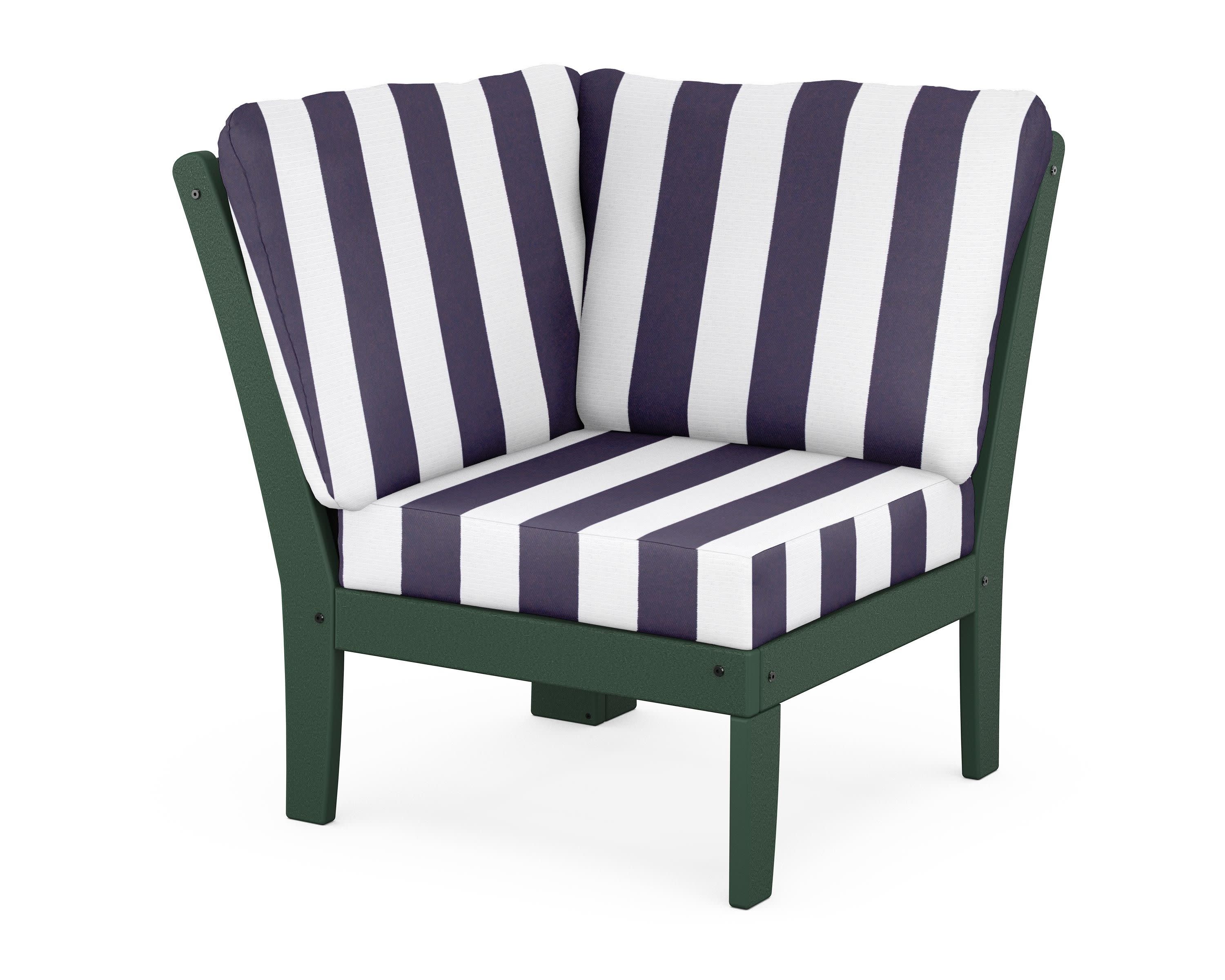 Braxton Modular Corner Chair in Green / Cabana Stripe Navy