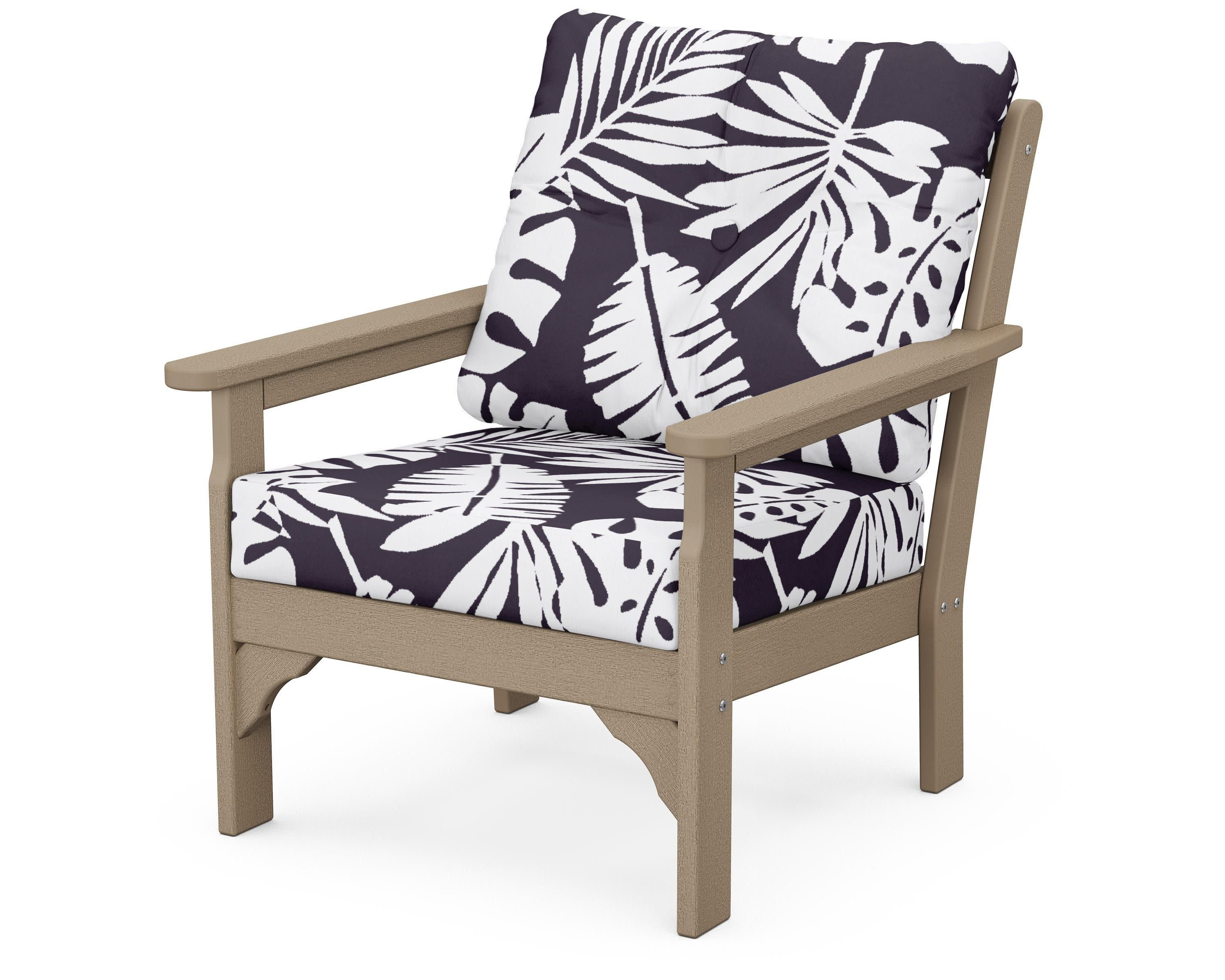Vineyard Deep Seating Chair in Vintage Sahara / Leaf Navy