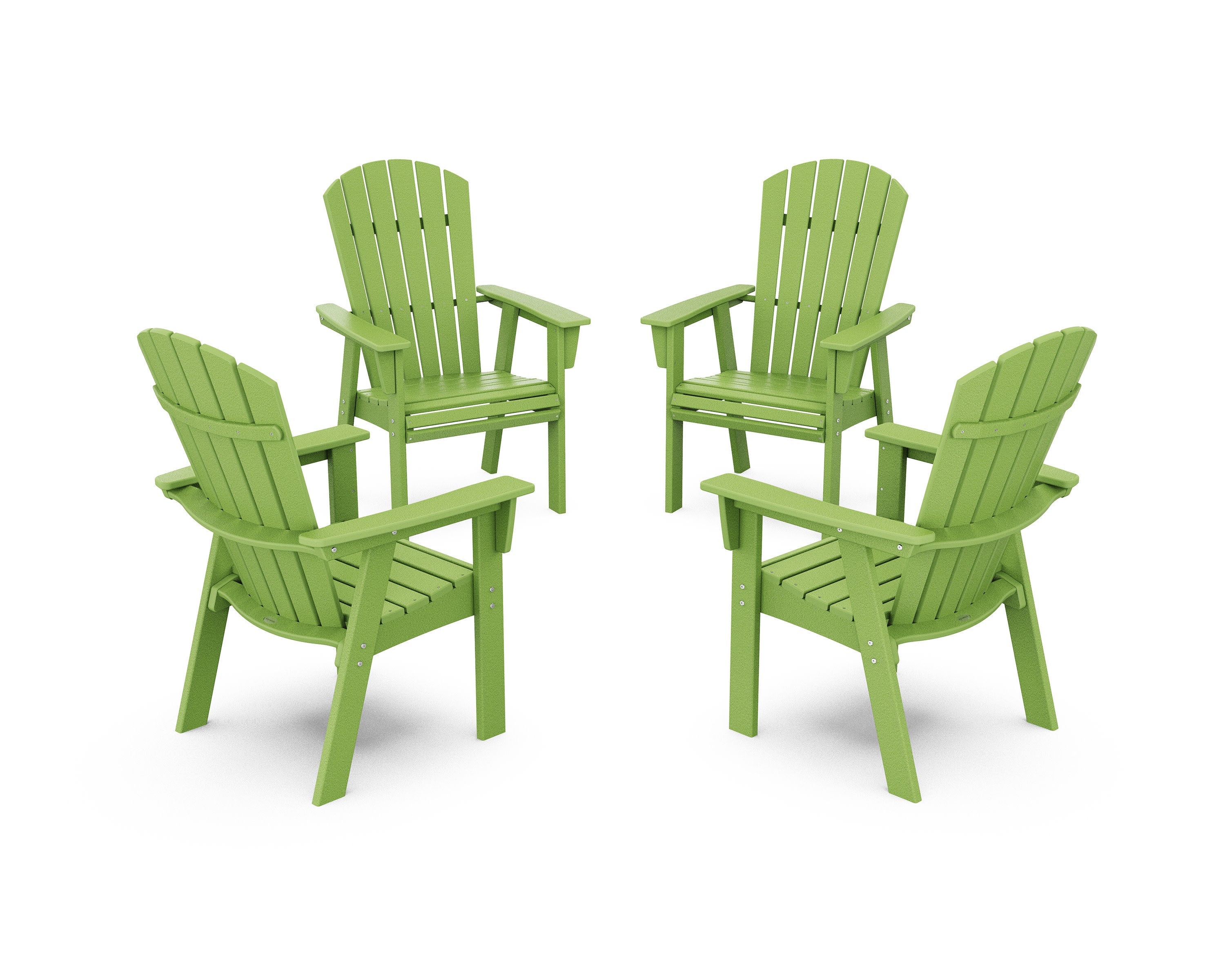 Nautical 4-Piece Curveback Upright Adirondack Conversation Set in Lime