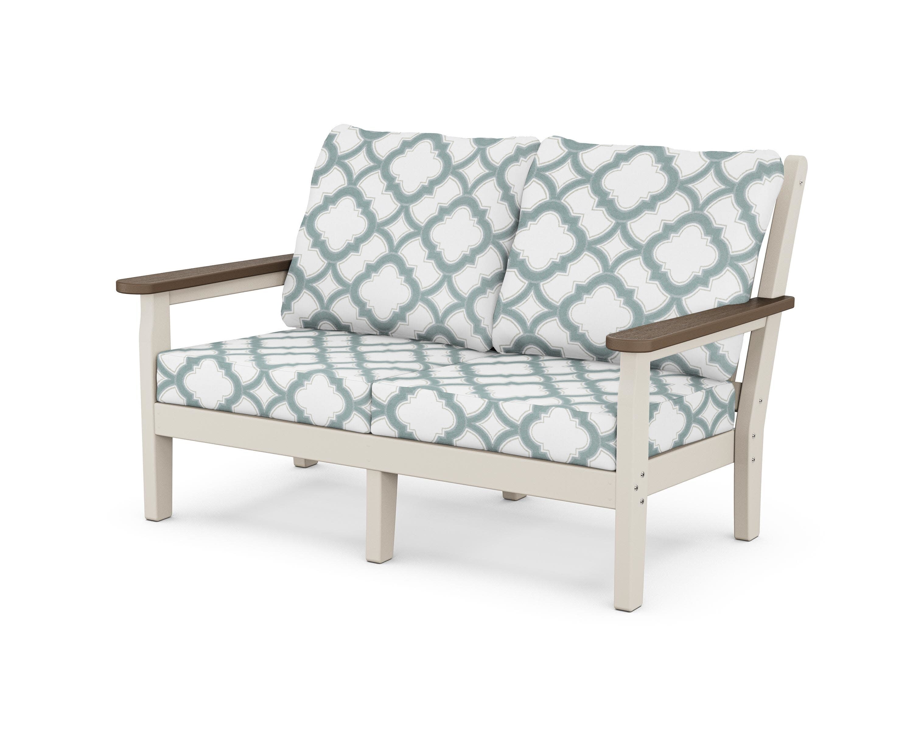 Chippendale Deep Seating Loveseat in Sand / Kona / Trellis Glacier Spa