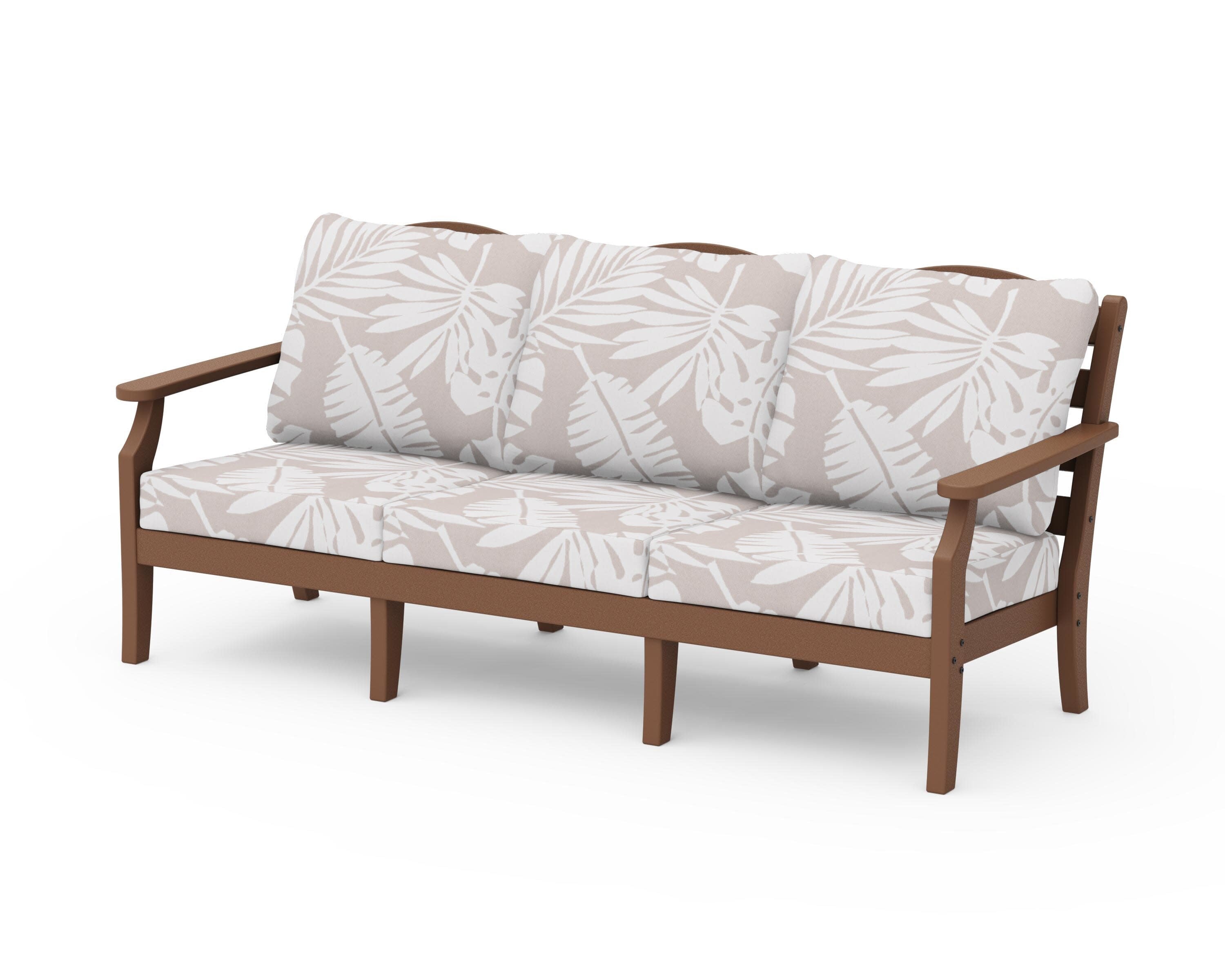 Savannah Deep Seating Sofa in Teak / Leaf Dune Burlap