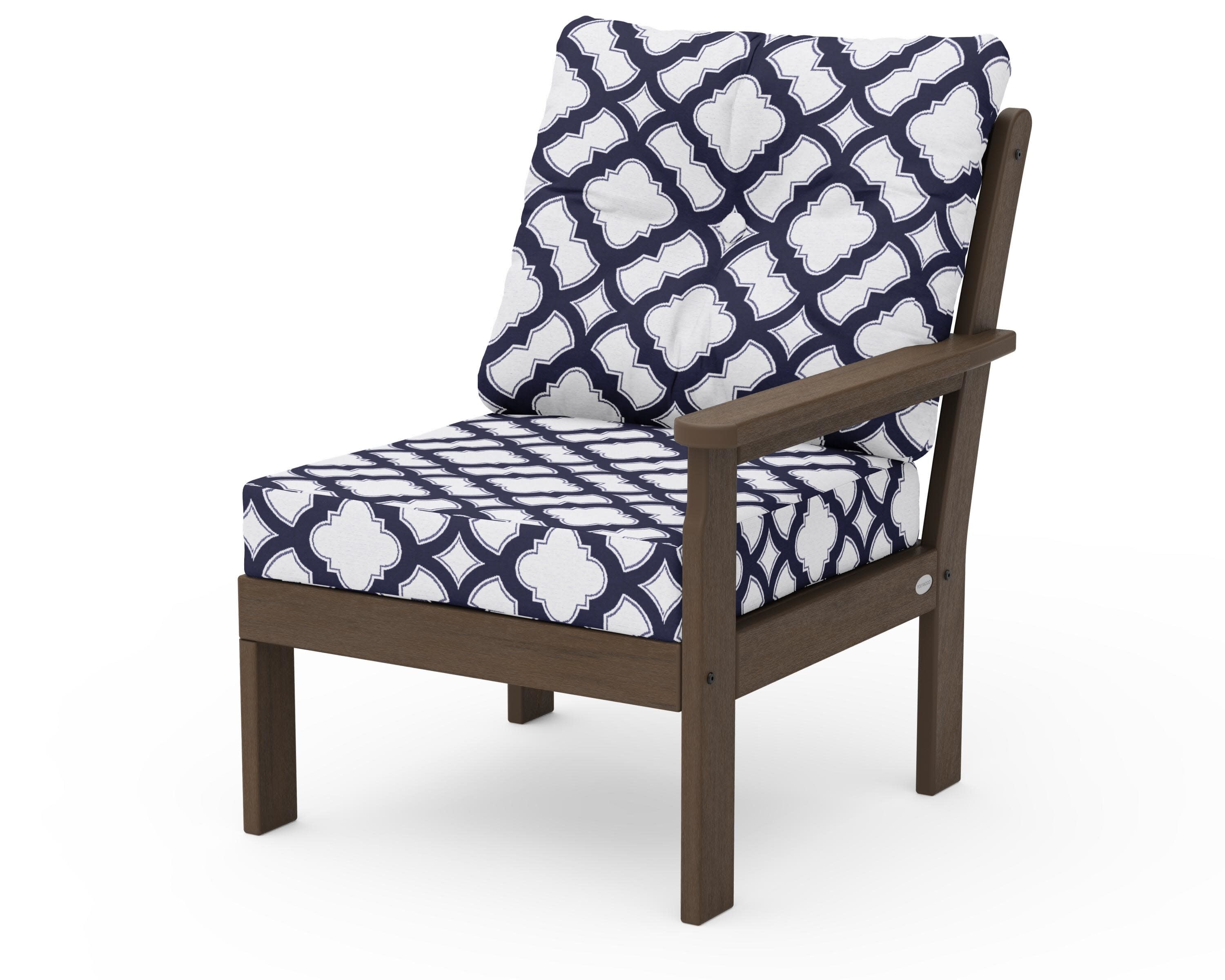 Vineyard Modular Right Arm Chair in Kona / Trellis Navy