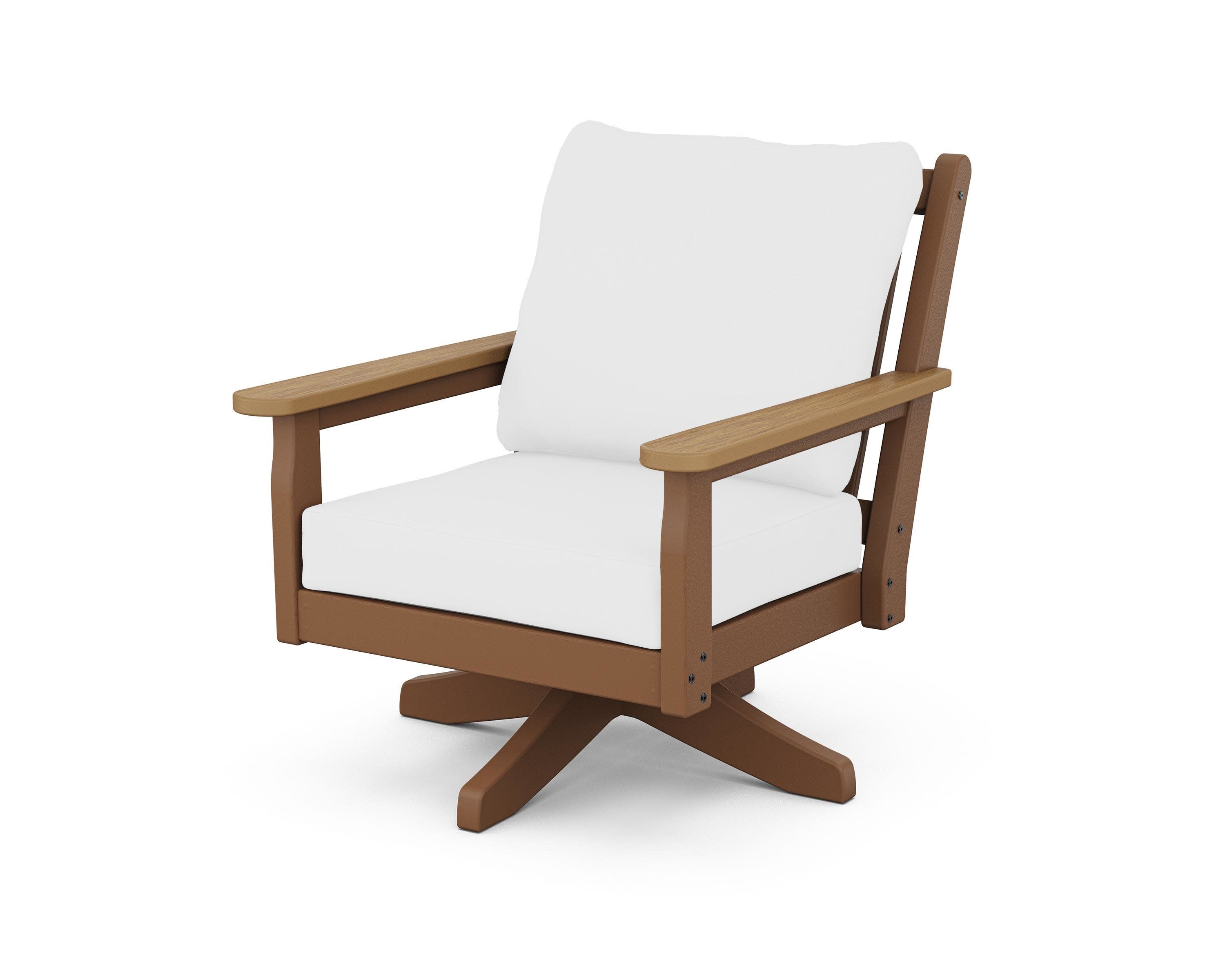 Chippendale Deep Seating Swivel Chair in Teak / Natural / Natural