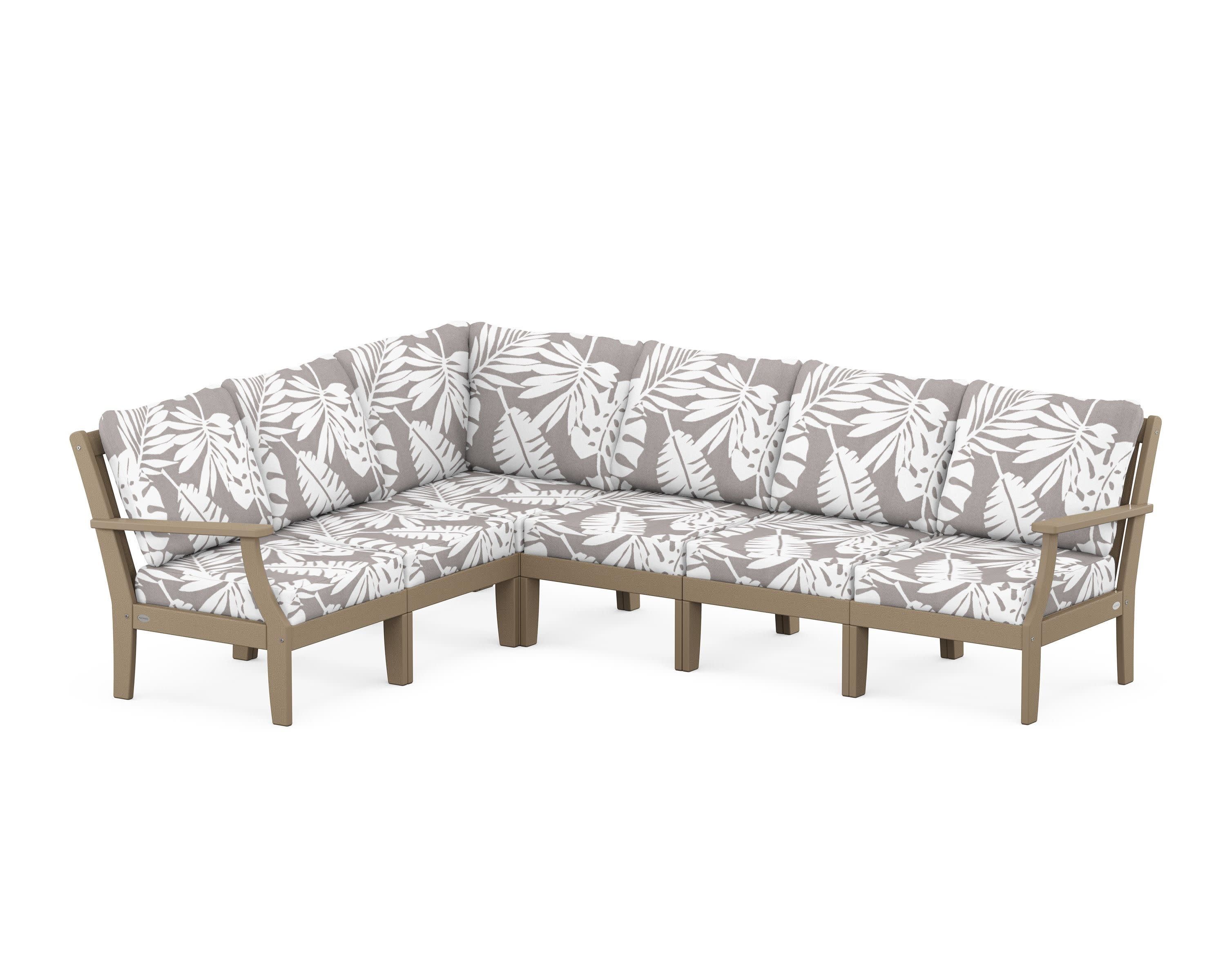 Braxton Modular 6-Piece Deep Seating Set in Vintage Sahara / Leaf Grey Mist