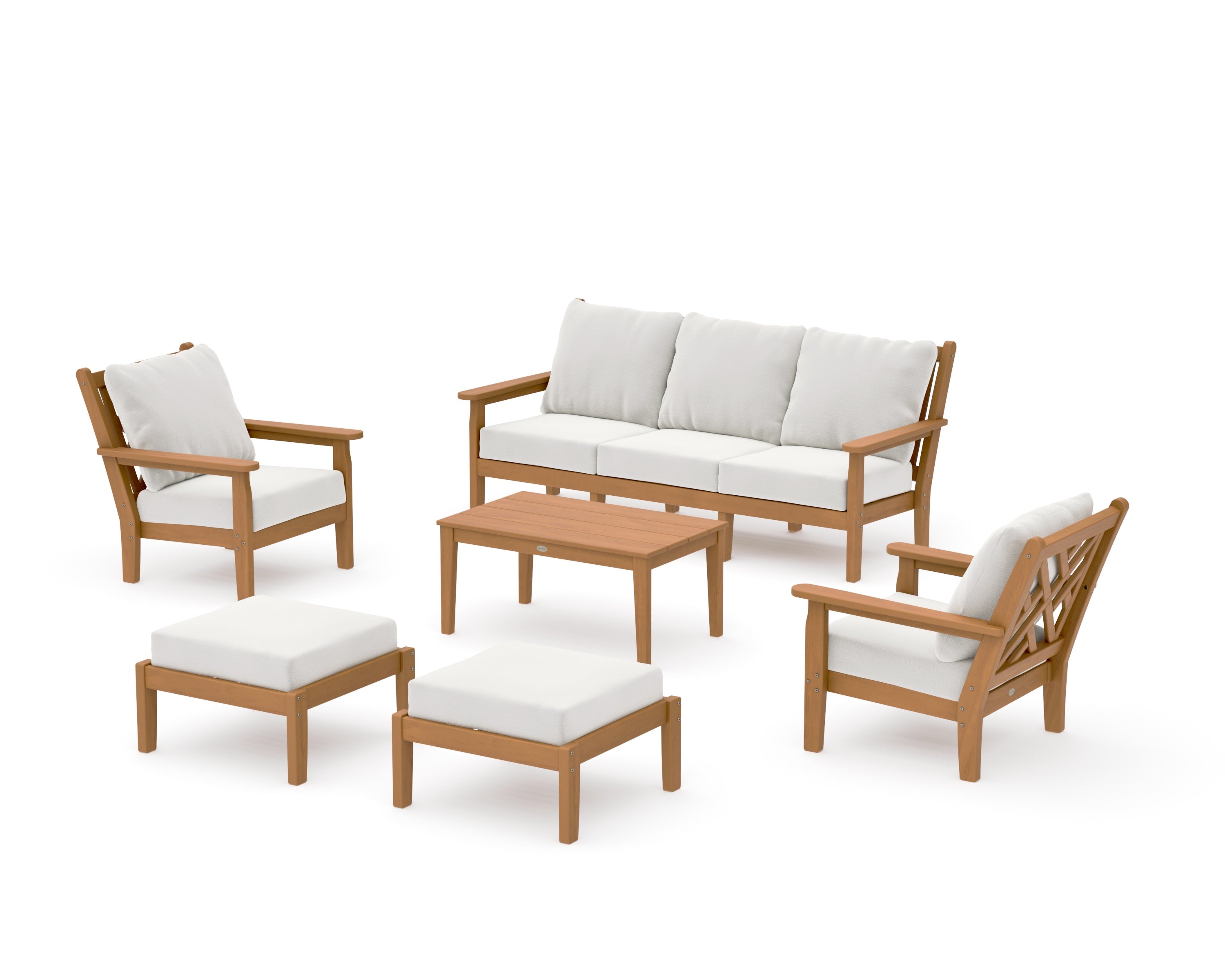 Chippendale 6-Piece Lounge Sofa Set in Natural / Natural Linen