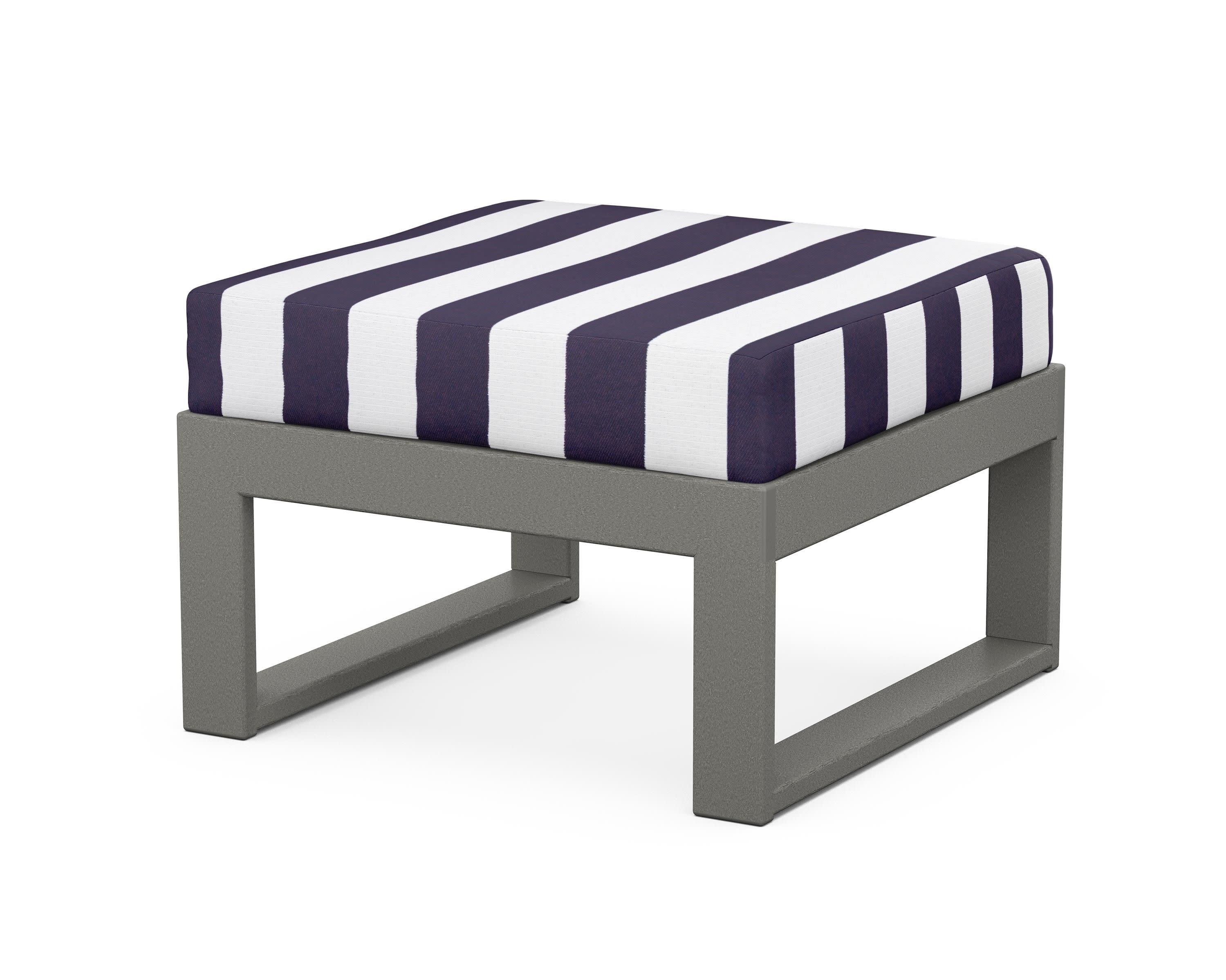 Modular Ottoman - Modern in Slate Grey / Cabana Stripe Navy