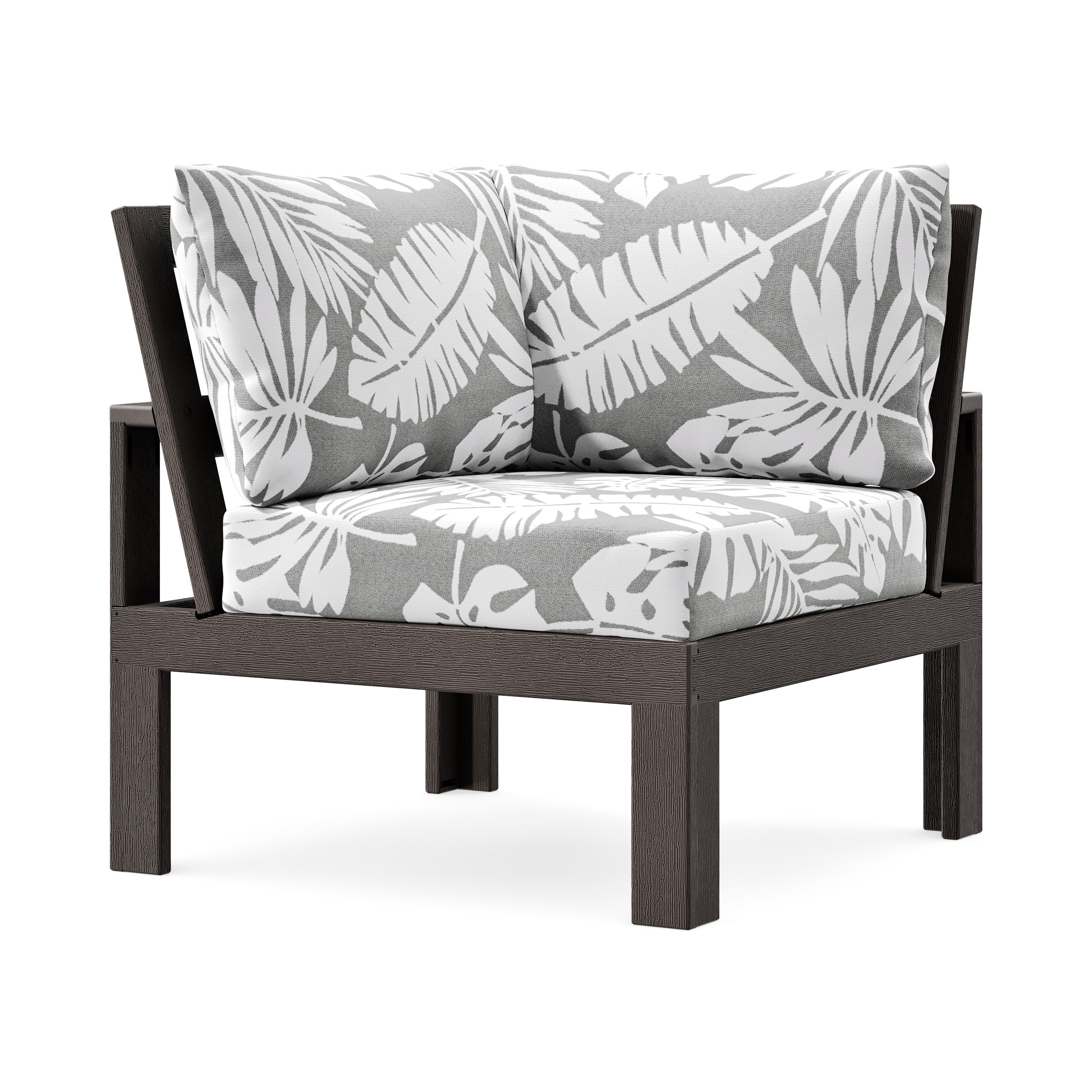 Modular Corner Chair in Vintage Coffee / Leaf Grey Mist