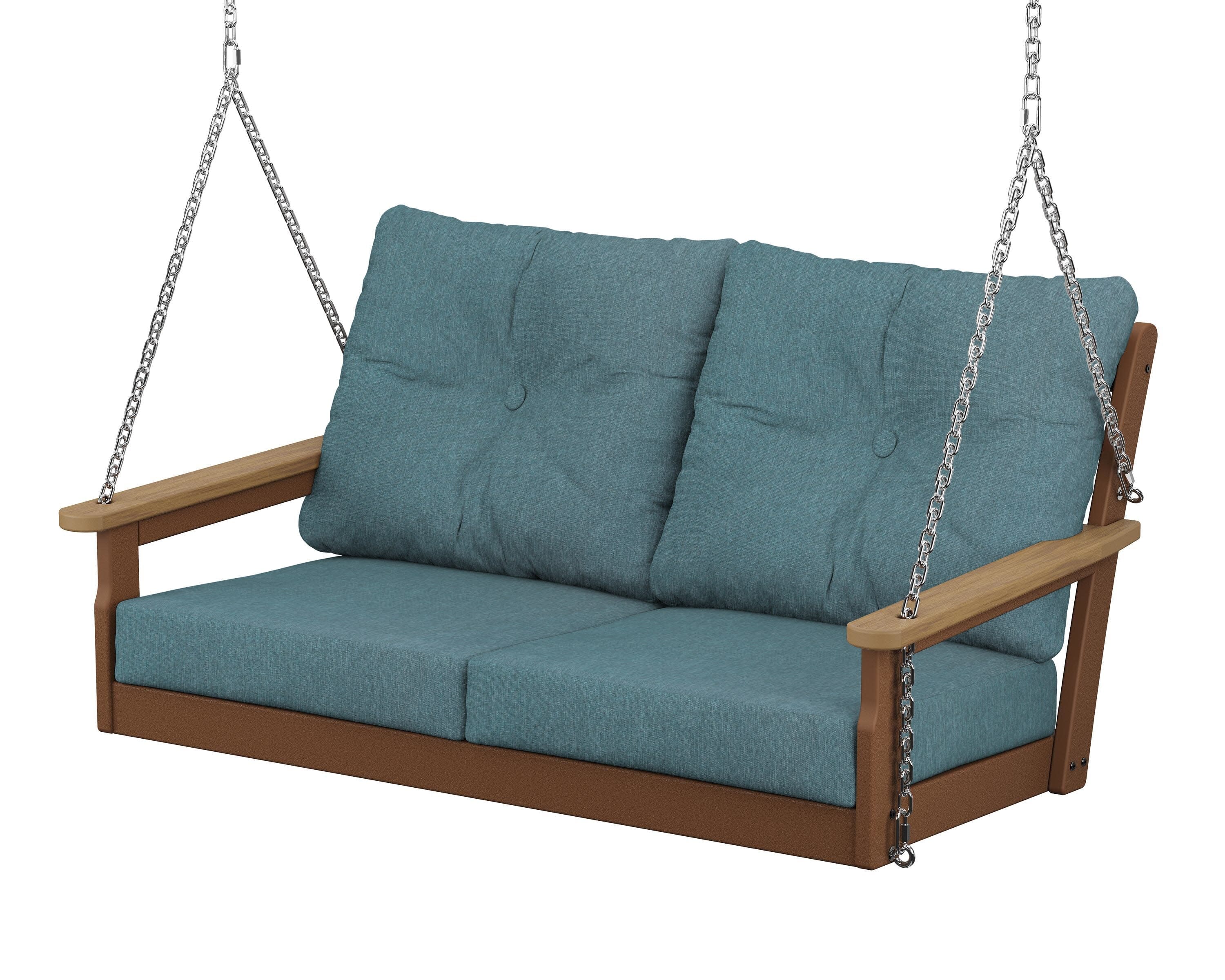 Vineyard Deep Seating Swing in Teak / Natural / Ocean Teal