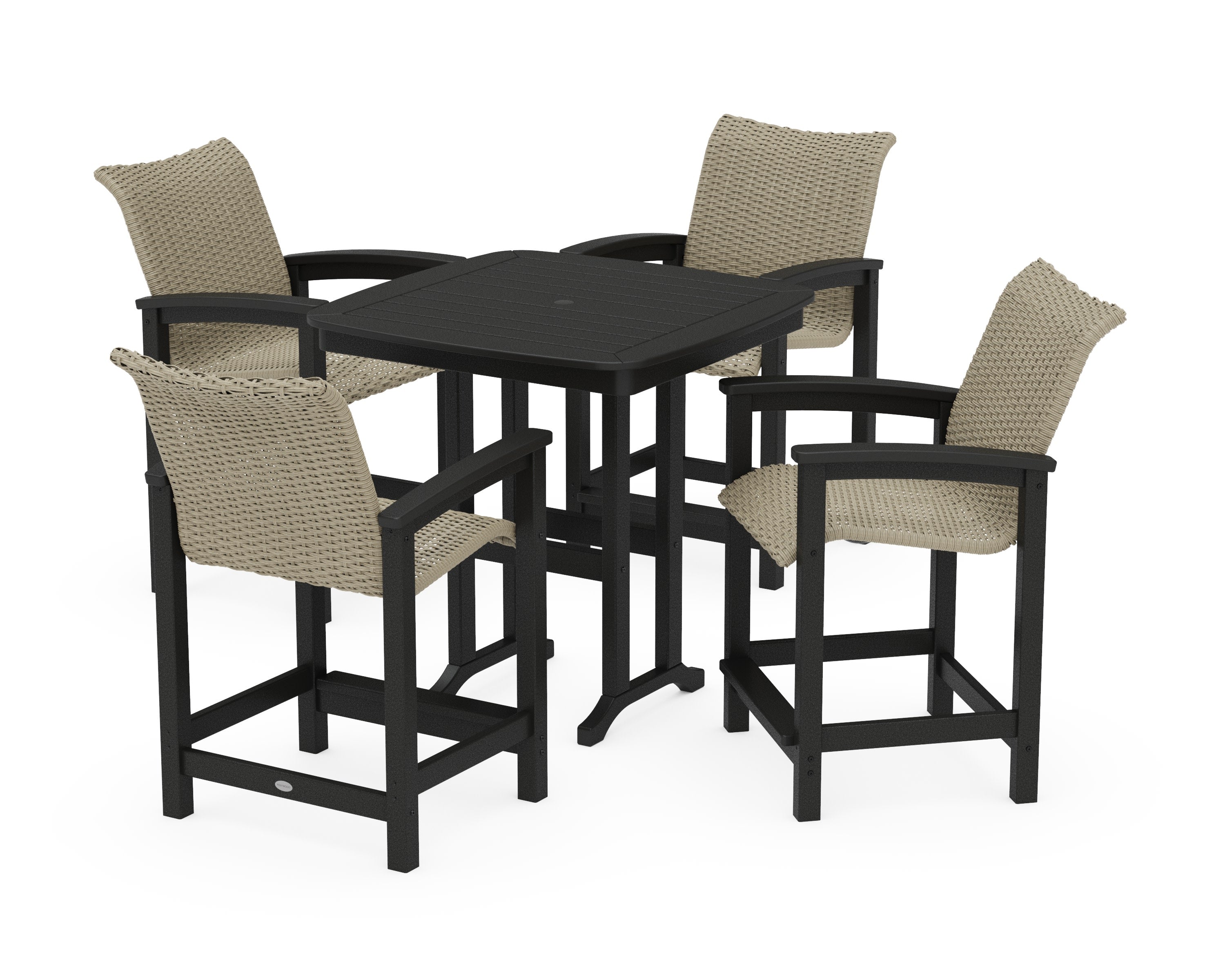 Coastal Woven 5-Piece Counter Set in Black / Dune Grass