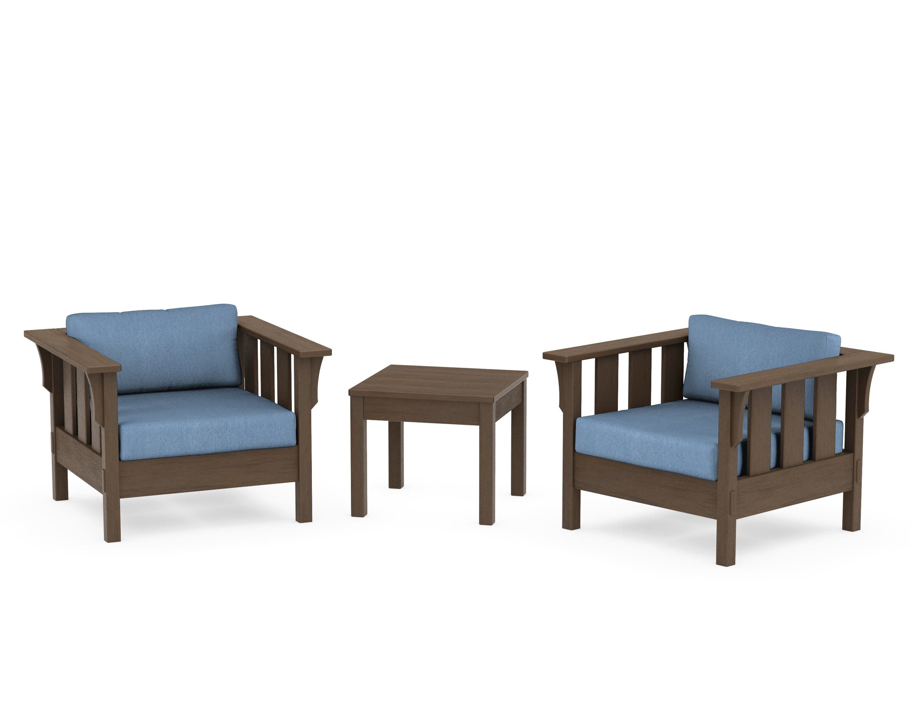 Acadia 3-Piece Deep Seating Set in Kona / Sky Blue