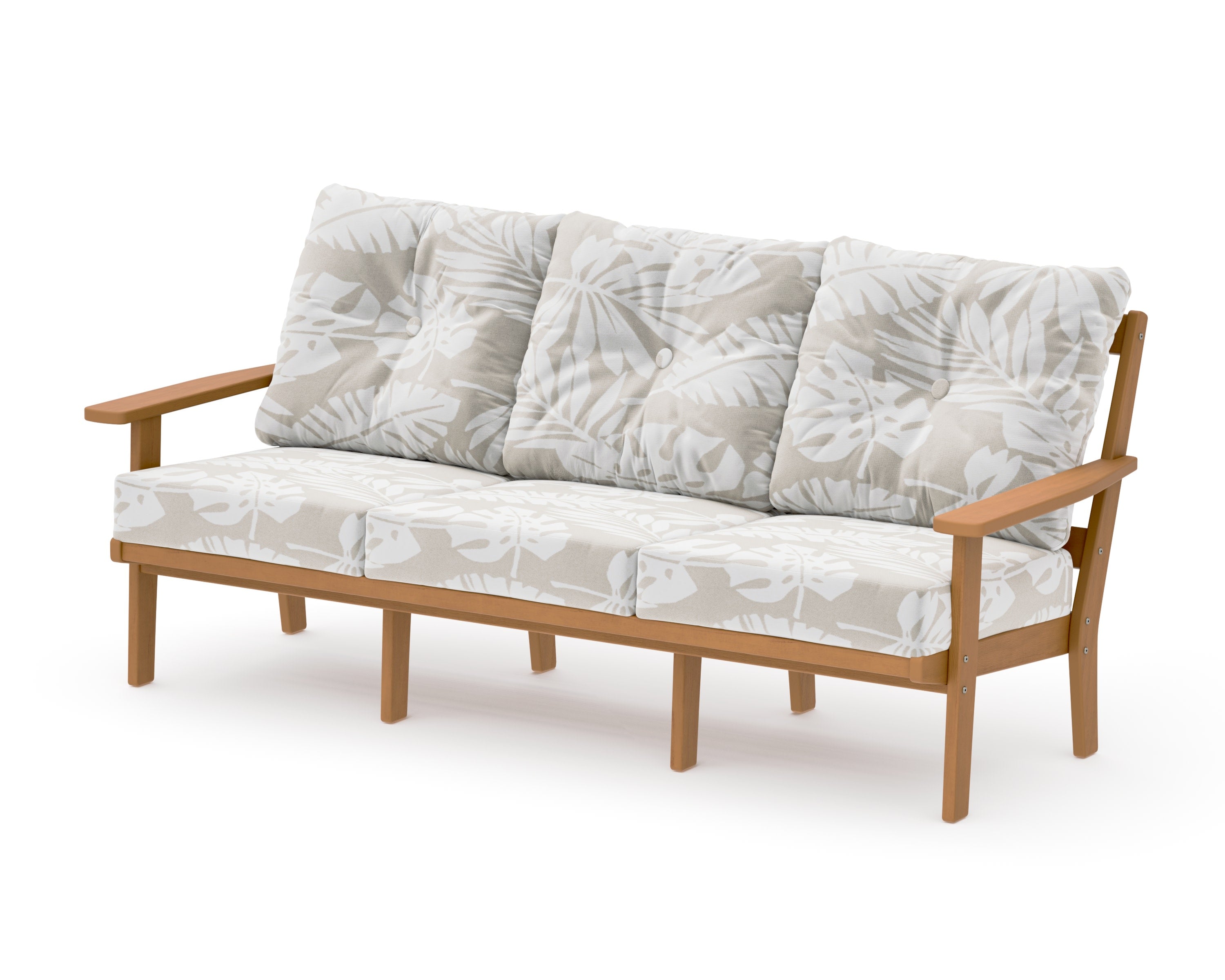 Oxford Deep Seating Sofa in Natural / Leaf Dune Burlap