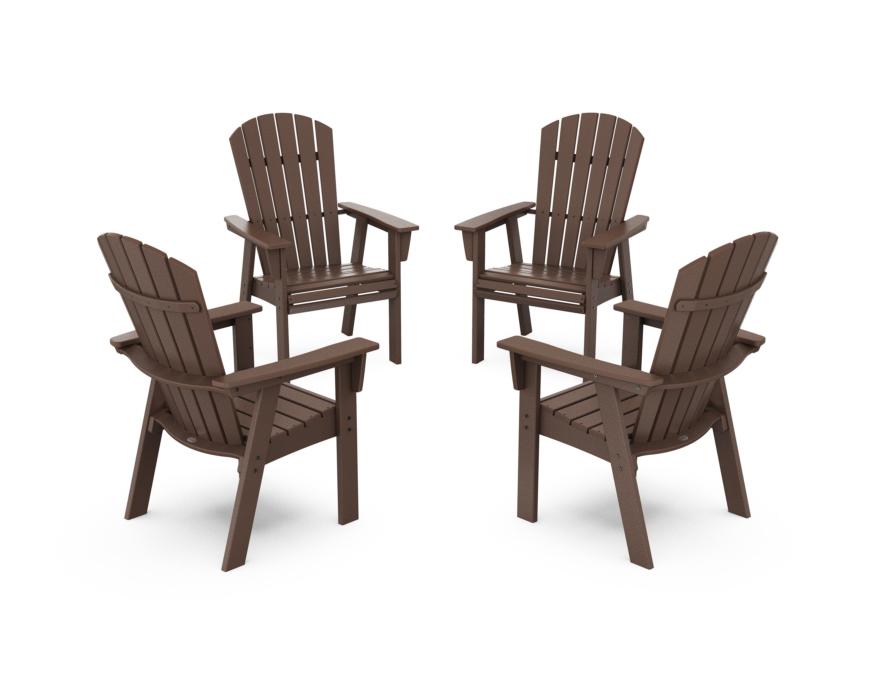 Nautical 4-Piece Curveback Upright Adirondack Conversation Set in Mahogany
