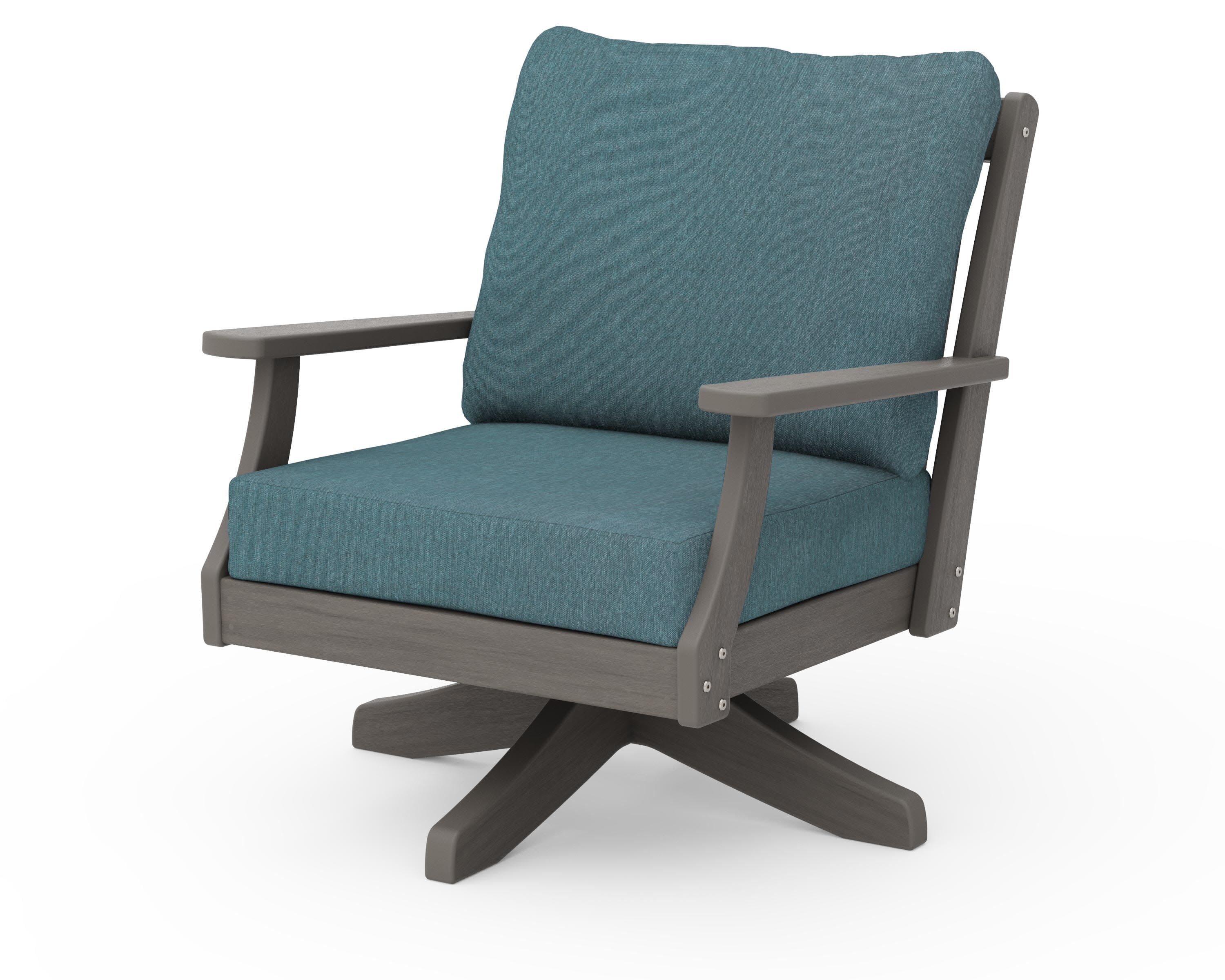 Braxton Deep Seating Swivel Chair in Driftwood / Ocean Teal