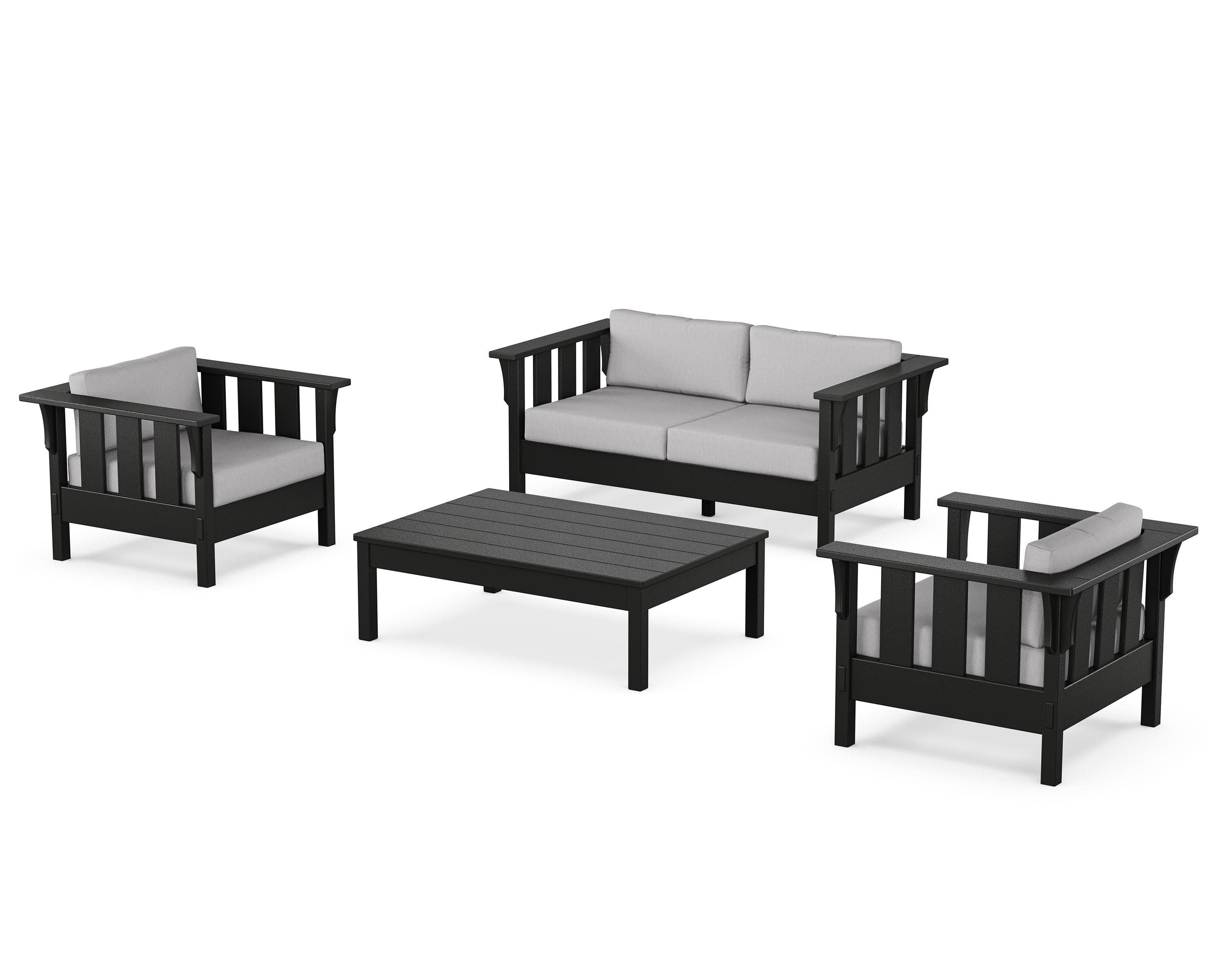 Acadia 4-Piece Deep Seating Set with Loveseat in Black / Granite