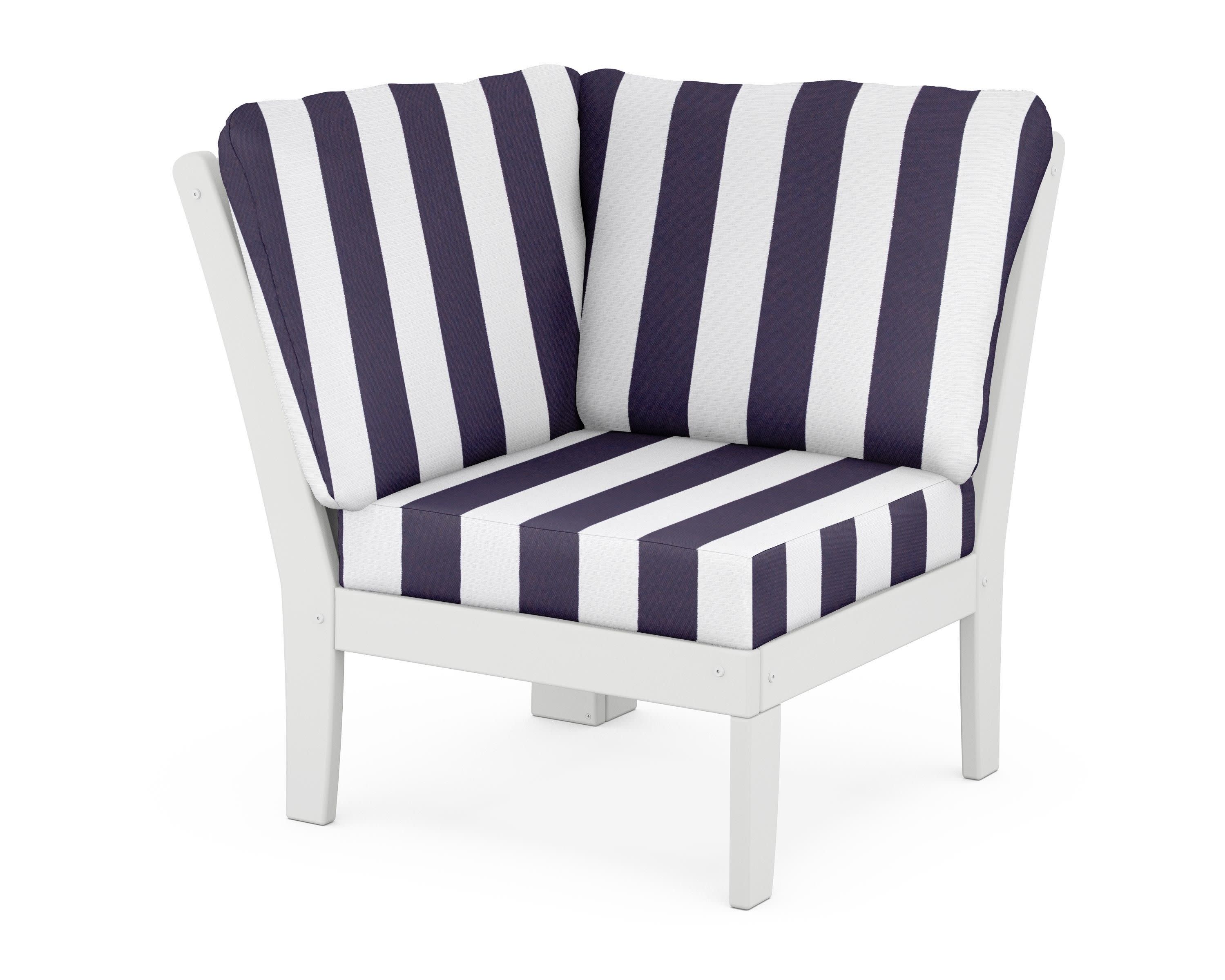 Braxton Modular Corner Chair in White / Cabana Stripe Navy